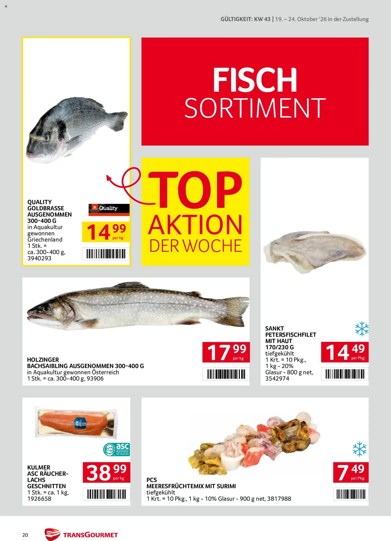 Transgourmet Flugblatt gültig ab 19.10.2026 | Seite: 20 | Produkte: Fisch