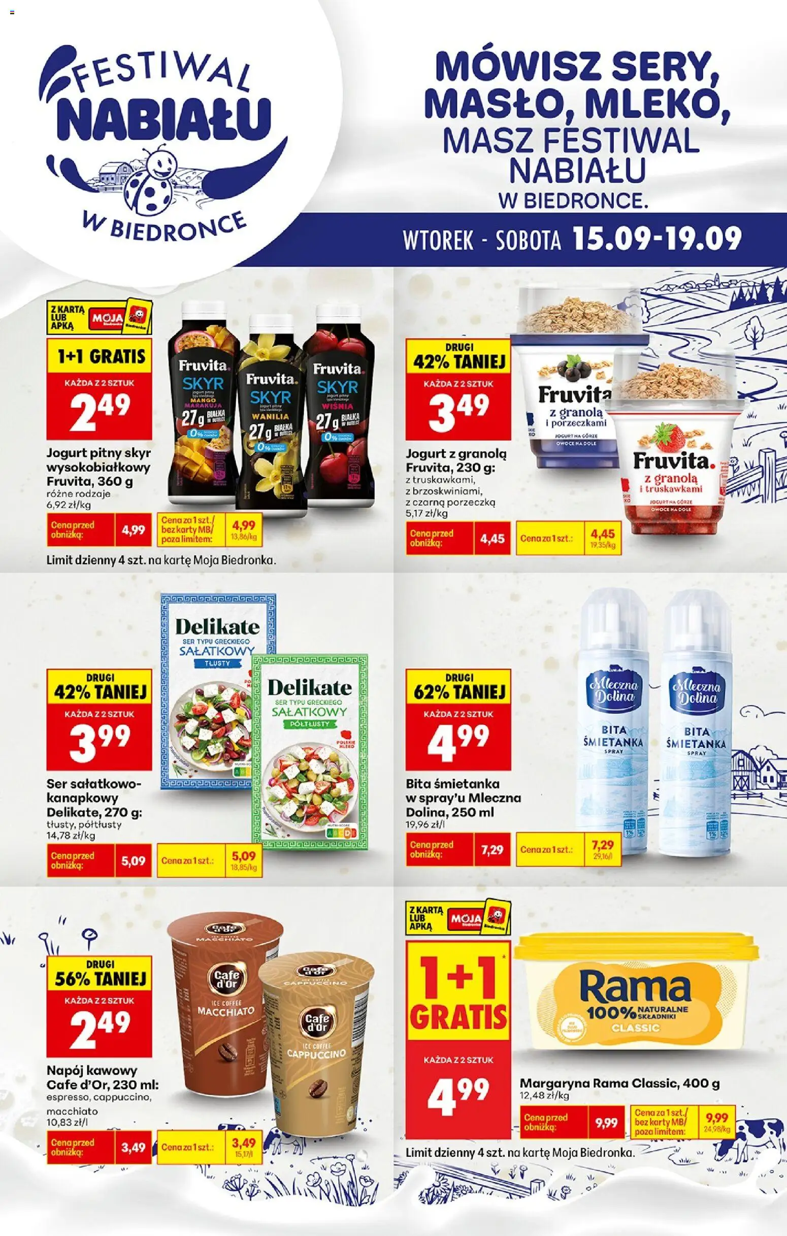 Biedronka gazetka - Festiwal nabiału od 15.09.2026 | Strona: 1 | Produkty: Mango, Jogurt pitny, Owoce, Fruvita