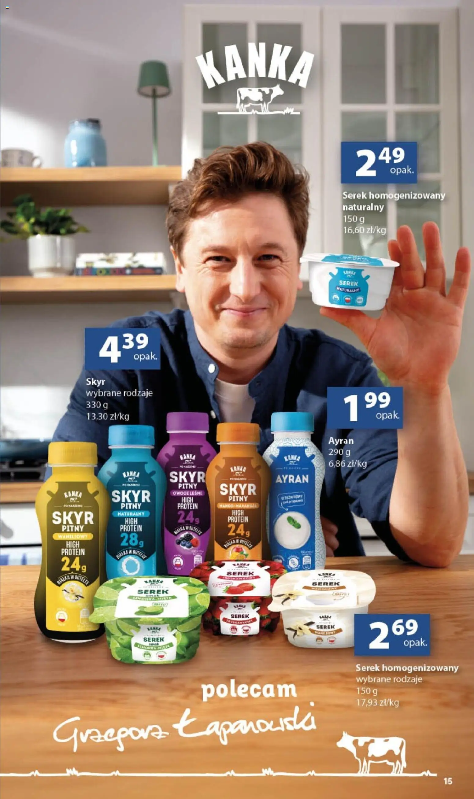 Delikatesy Centrum gazetka od 03.09.2026 | Strona: 15 | Produkty: Serek homogenizowany, Serek, Owoce, Skyr