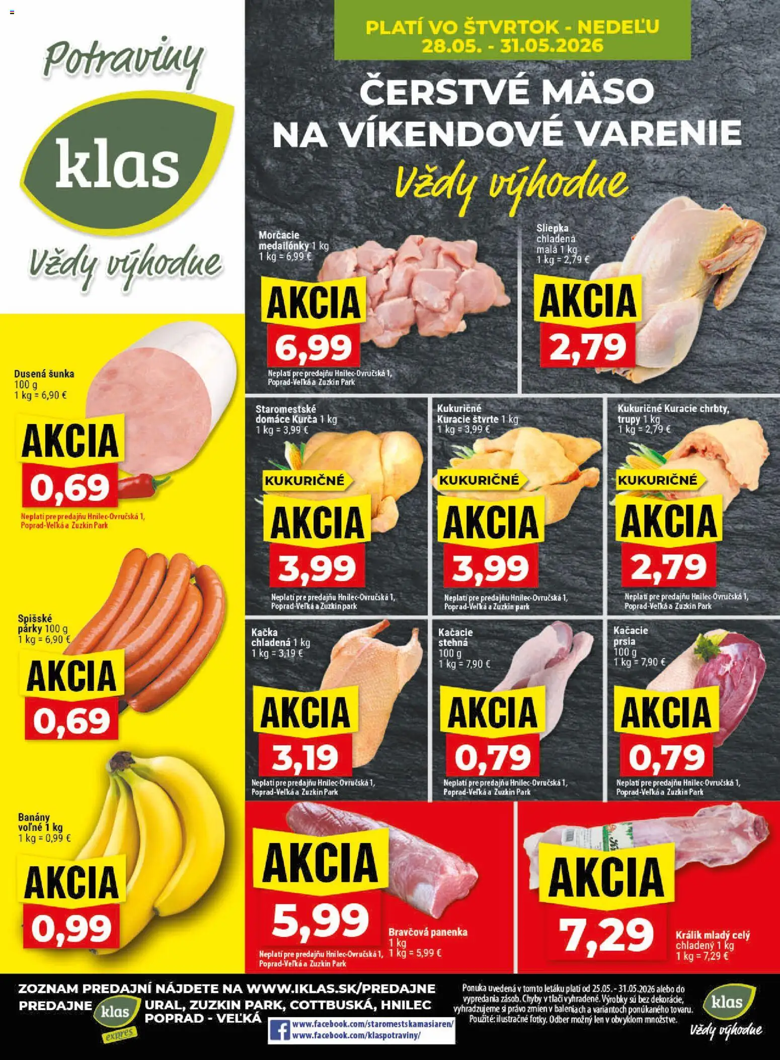 Nové Klas akcie – leták je platný od 25.05.2026 | Strana: 29 | Produkty: Šunka, Bravčová panenka, Kačka, Párky