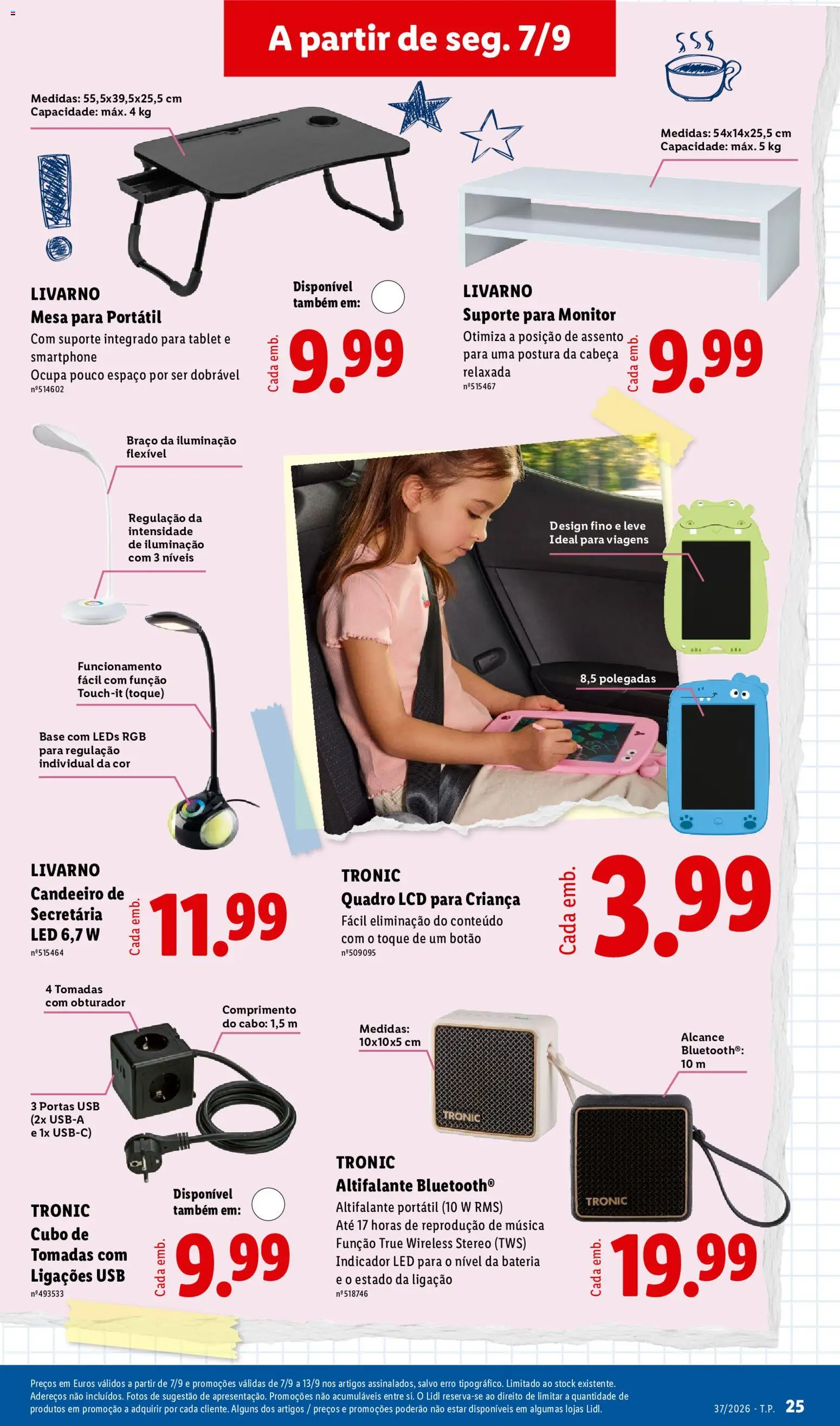 Lidl Promoções Semanais │ válido de 07/09/2026 | Página: 27 | Produtos: Smartphone, Quadro, Base, Mesa