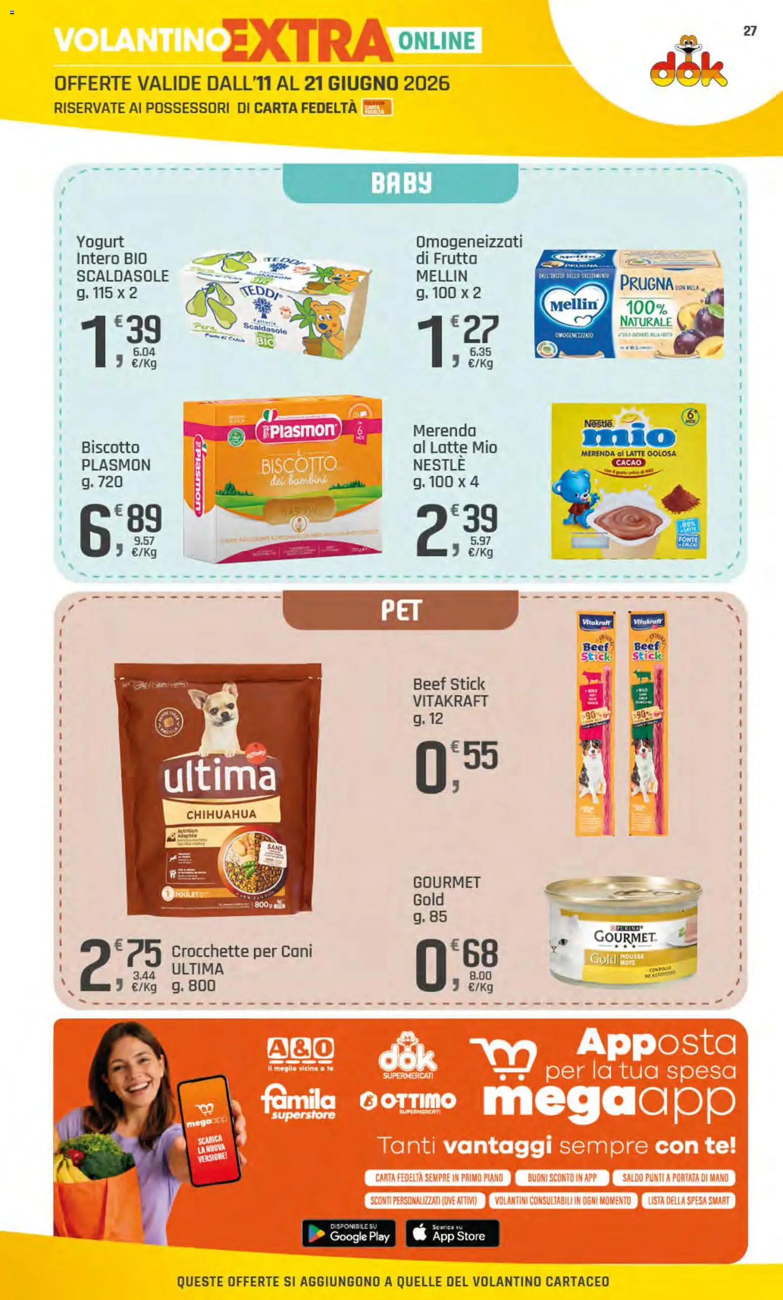 Volantino DOK del 11.06.2026 | Pagina: 28 | Prodotti: Yogurt, Pollo, Tè, Crocchette