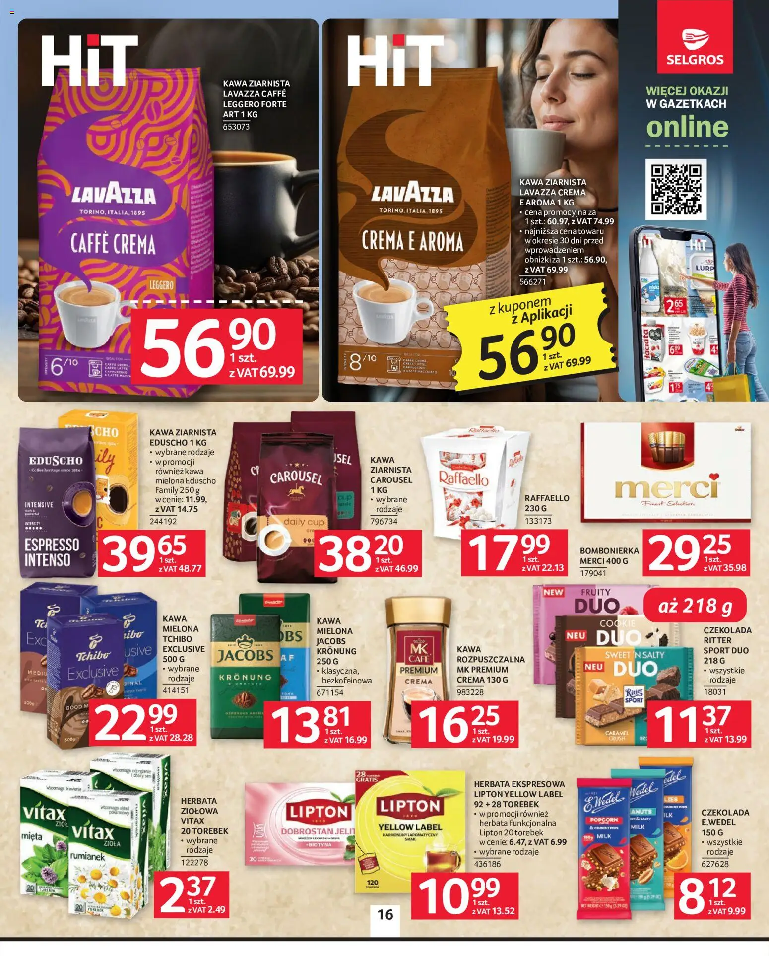 Selgros cash&carry gazetka od 16.07.2026 | Strona: 16 | Produkty: Kawa ziarnista Lavazza, Kawa ziarnista, Lavazza, Tchibo