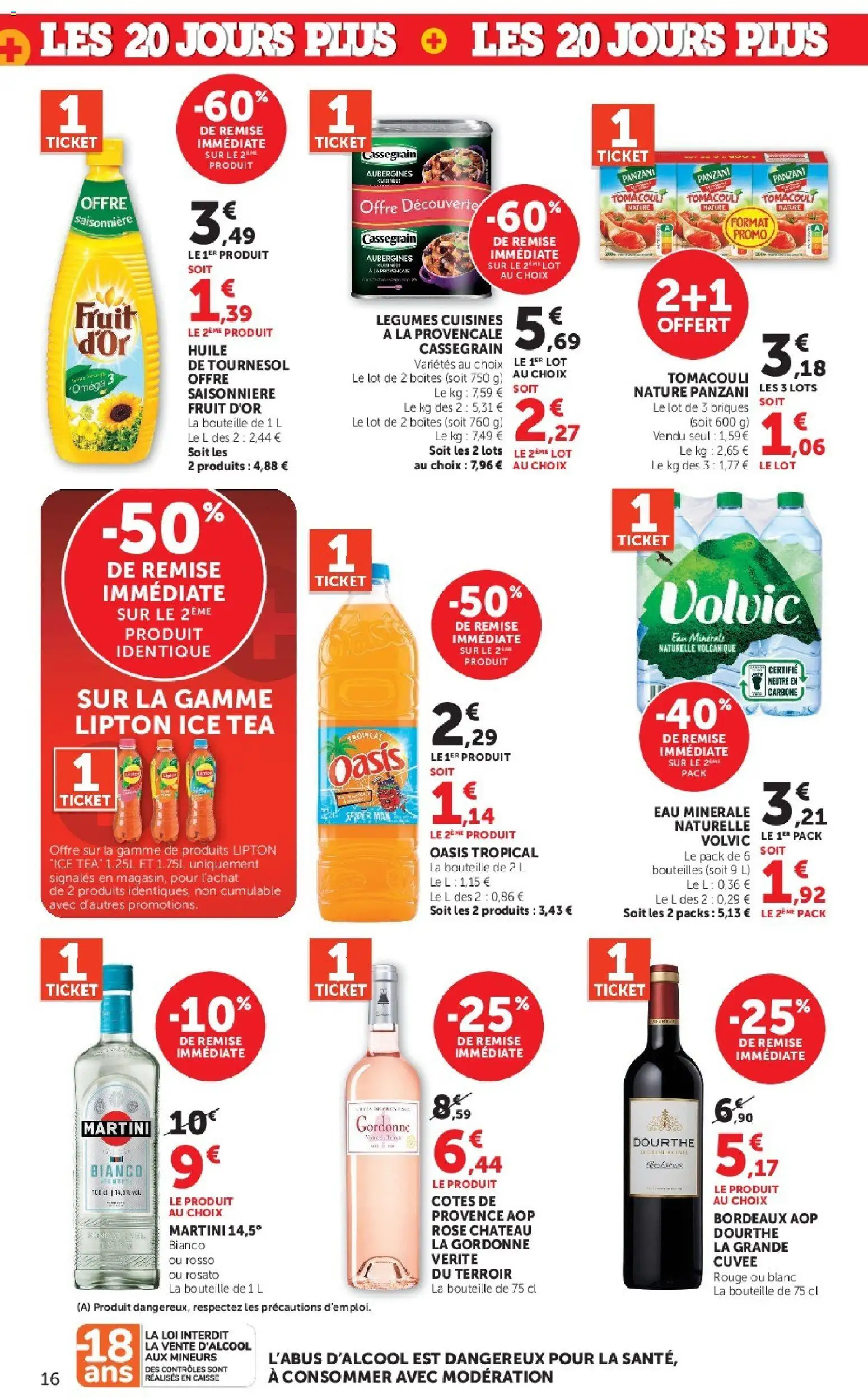 {H1} | Page: 16 | Produits: Ice tea, Oméga, Oasis tropical, Martini
