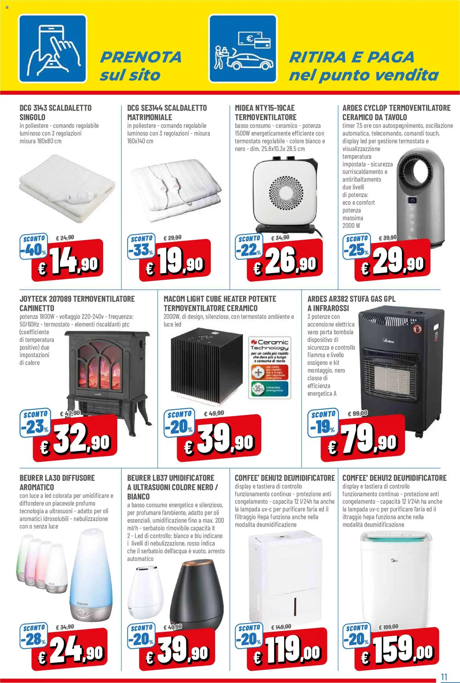 Volantino D Più del 01/10/2026 | Pagina: 11 | Prodotti: Deumidificatore, Stufa, Tavolo, Profumo