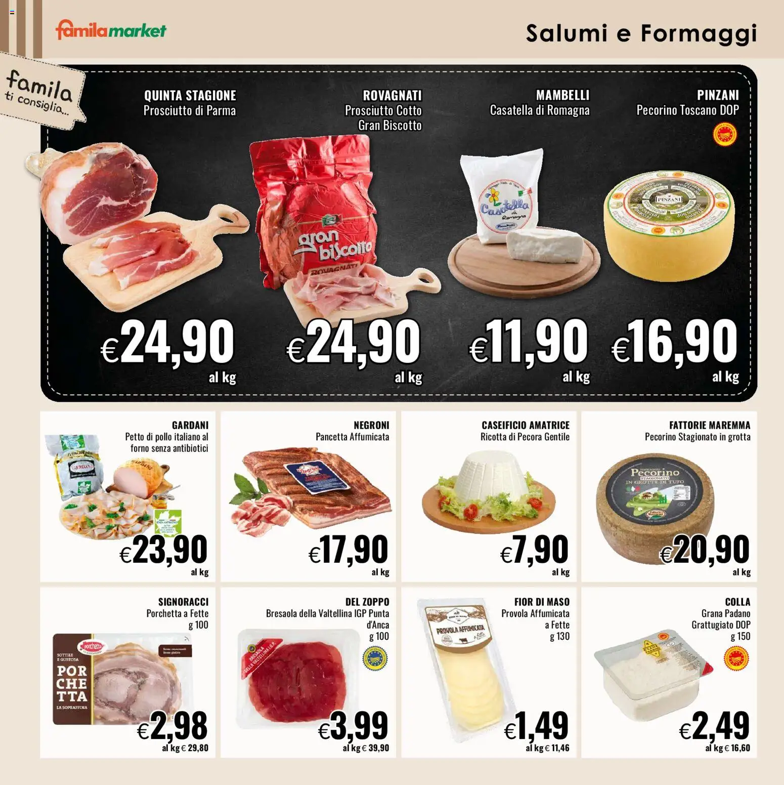 Volantino Famila del 29/10/2026 | Pagina: 14 | Prodotti: Petto di Pollo, Pollo, Ricotta di pecora, Pecorino