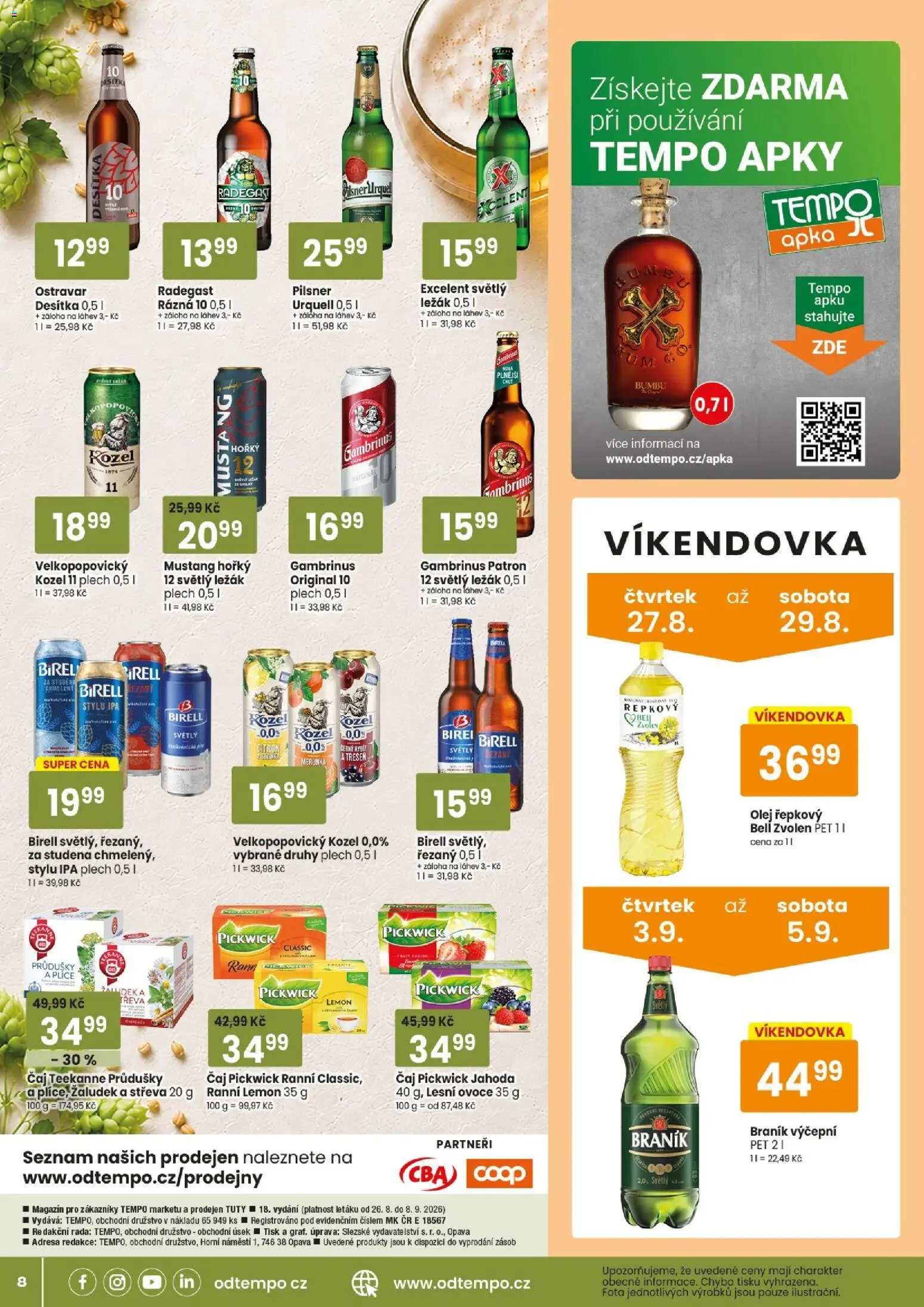 Tempo leták od 26.08.2026 | Strana: 8 | Produkty: Kozel, Plech, Radegast, Gambrinus