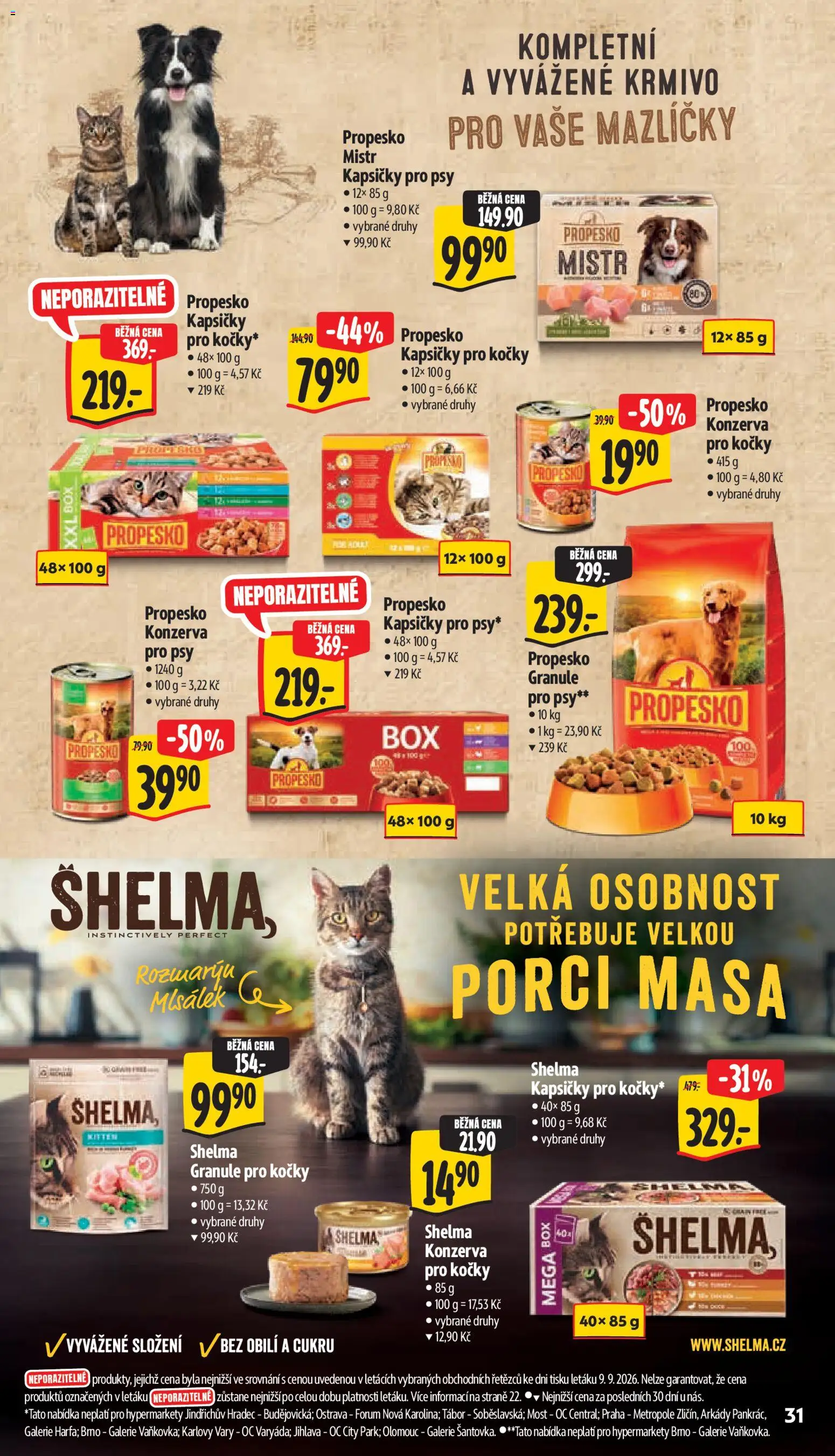 Albert leták - Hypermarket - Jablonec nad Nisou od 16.09.2026 | Strana: 41 | Produkty: Propesko, Kapsičky pro kočky, Granule pro kočky, Konzerva pro kočky