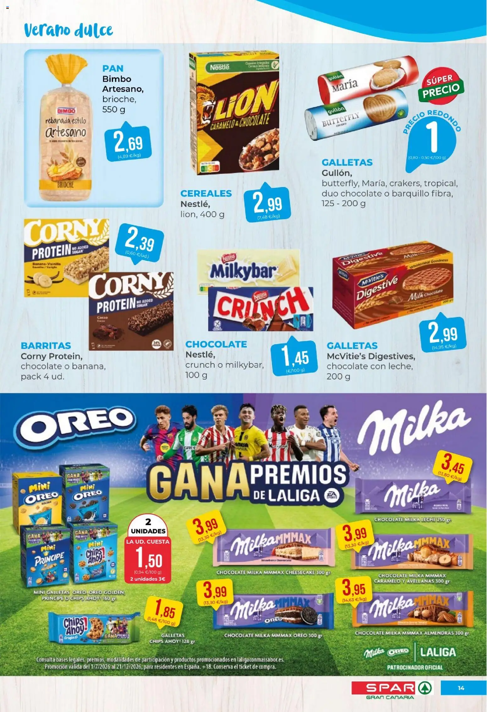 Spar folleto │ válido desde el 24/07/2026 | Página: 14 | Productos: Chocolate, Cereales, Galletas, Φρυγανιές σικάλεως