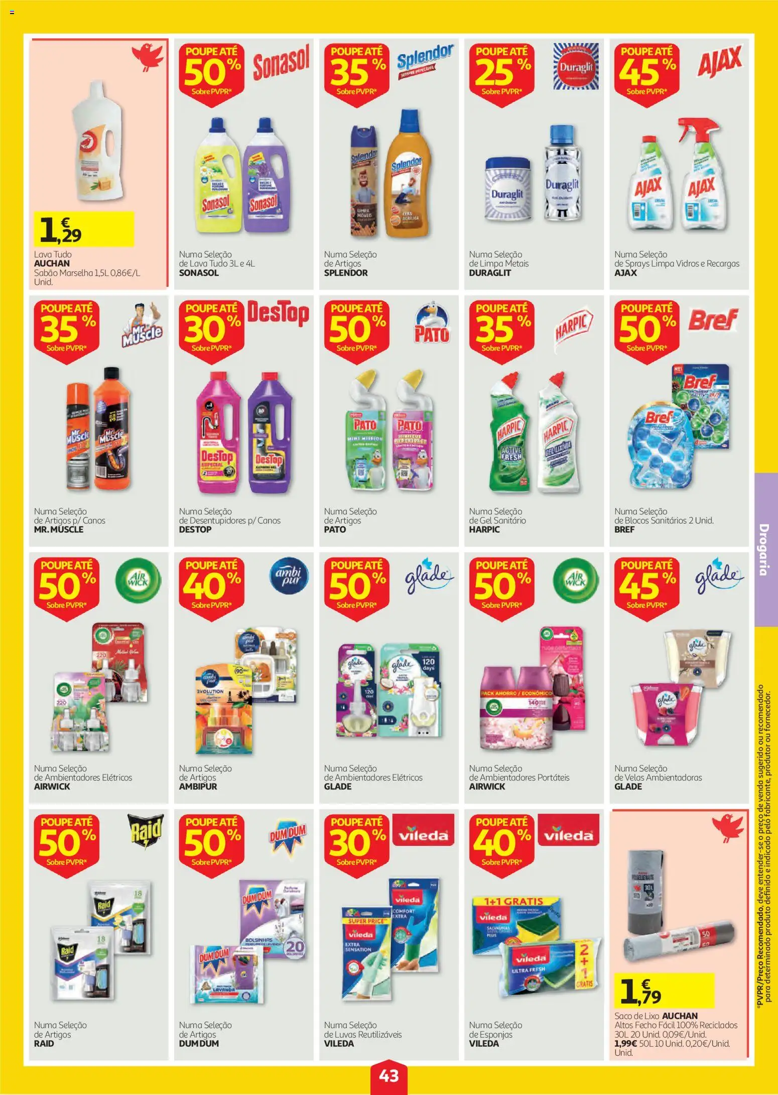 Auchan folheto │ válido de 08/10/2026 | Página: 43 | Produtos: Luvas, Pato, Limpa vidros, Velas