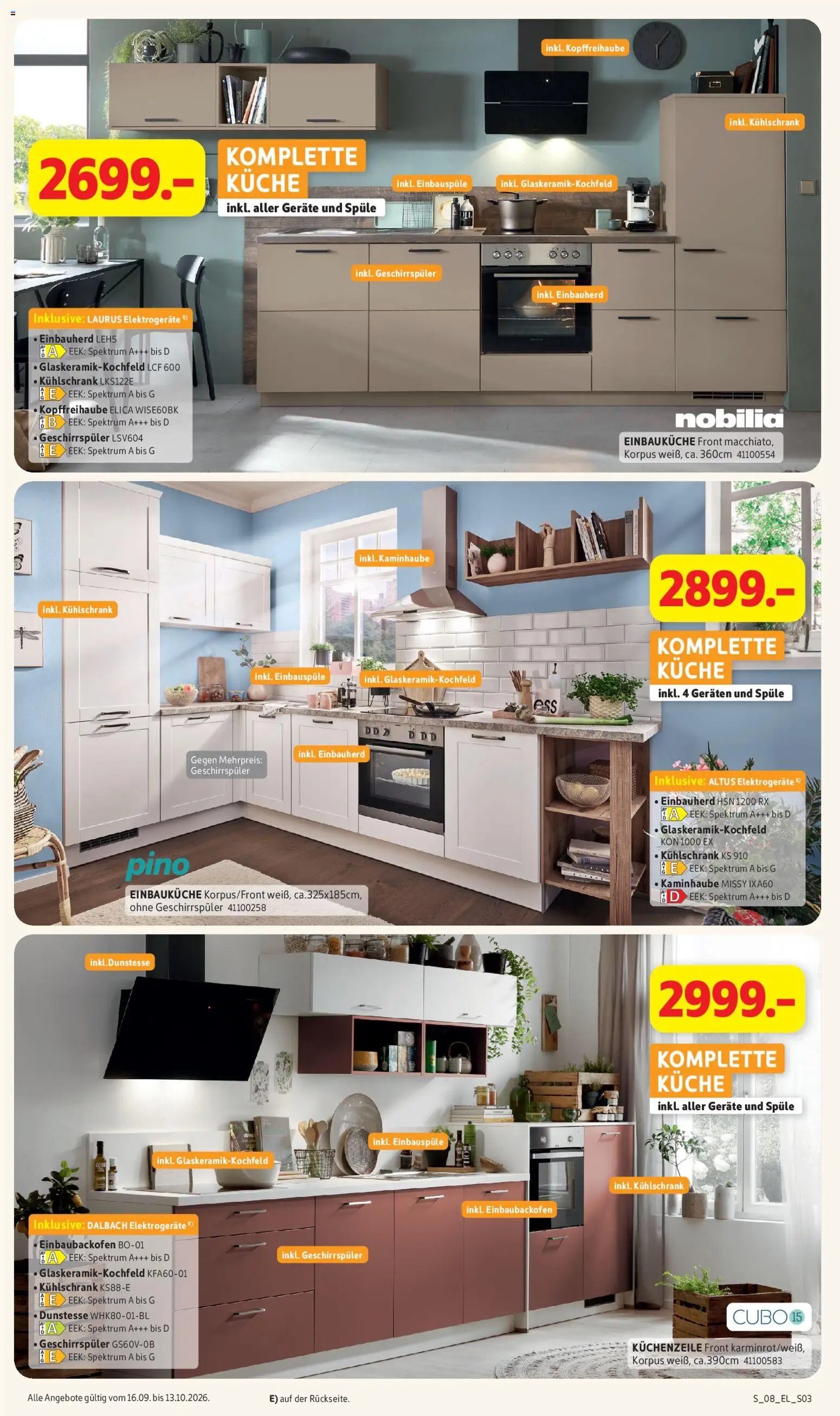Sconto Küchenspezial – gültig ab 16.09.2026 | Seite: 3 | Produkte: Geschirrspüler, Einbauküche, Küche, Kühlschrank