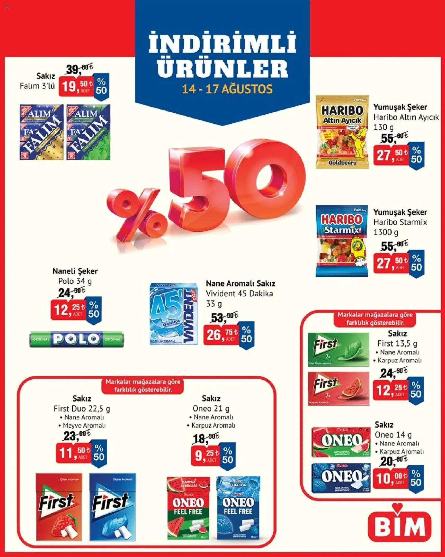BİM Katalog - 14 Ağustos 2026 tarihinden itibaren geçerlidir | Sayfa: 4 | Ürünler: Sakız, Şeker, Meyve, Karpuz