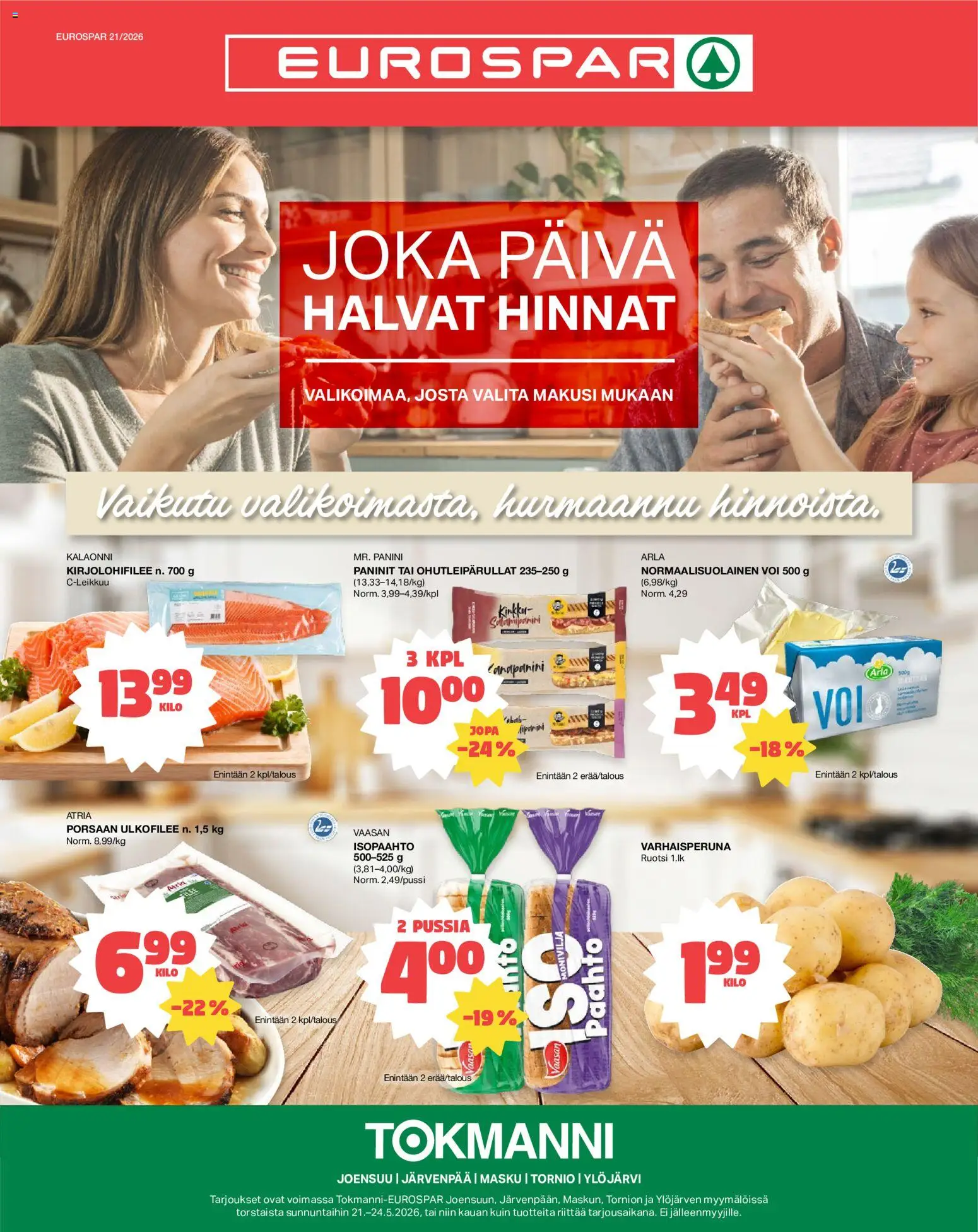 Tokmanni - EUROSPAR – voimassa 21.05.2026 alkaen | Sivu: 1 | Tuotteet: Voi