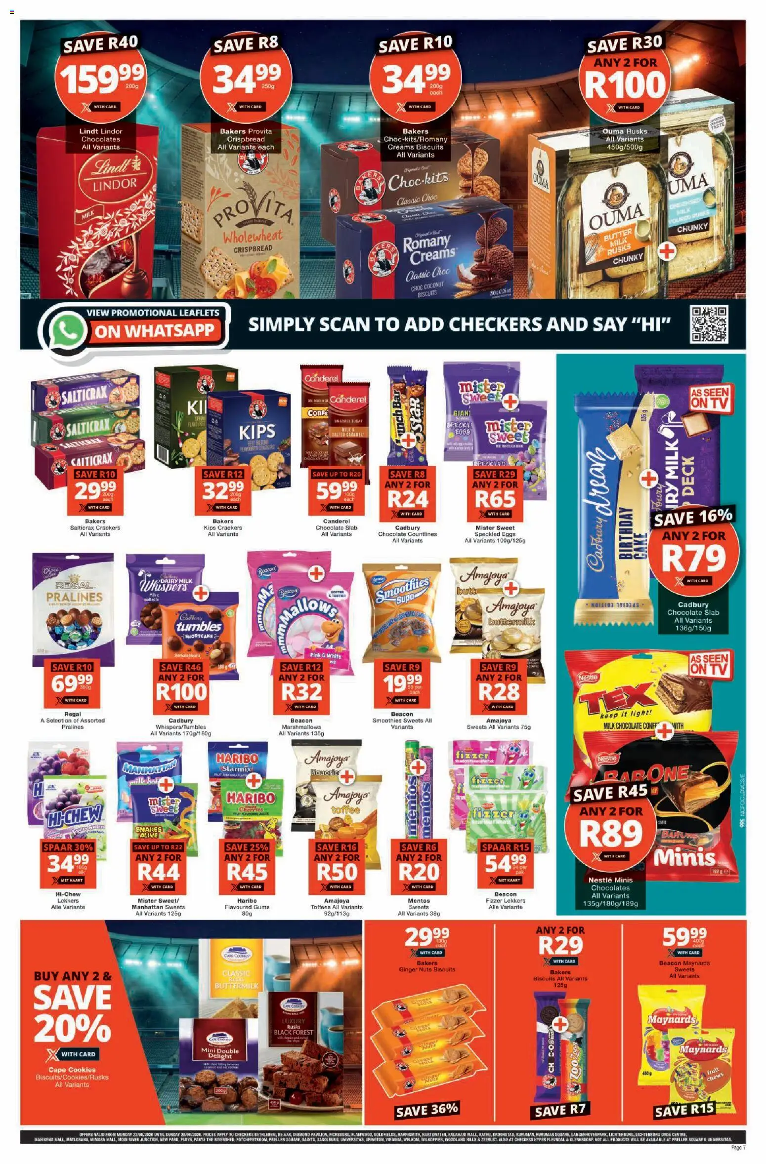 New Checkers catalogue – valid from 22/06/2026 | Page: 7 | Products: Milk, Rusks, Nuts, Cookies