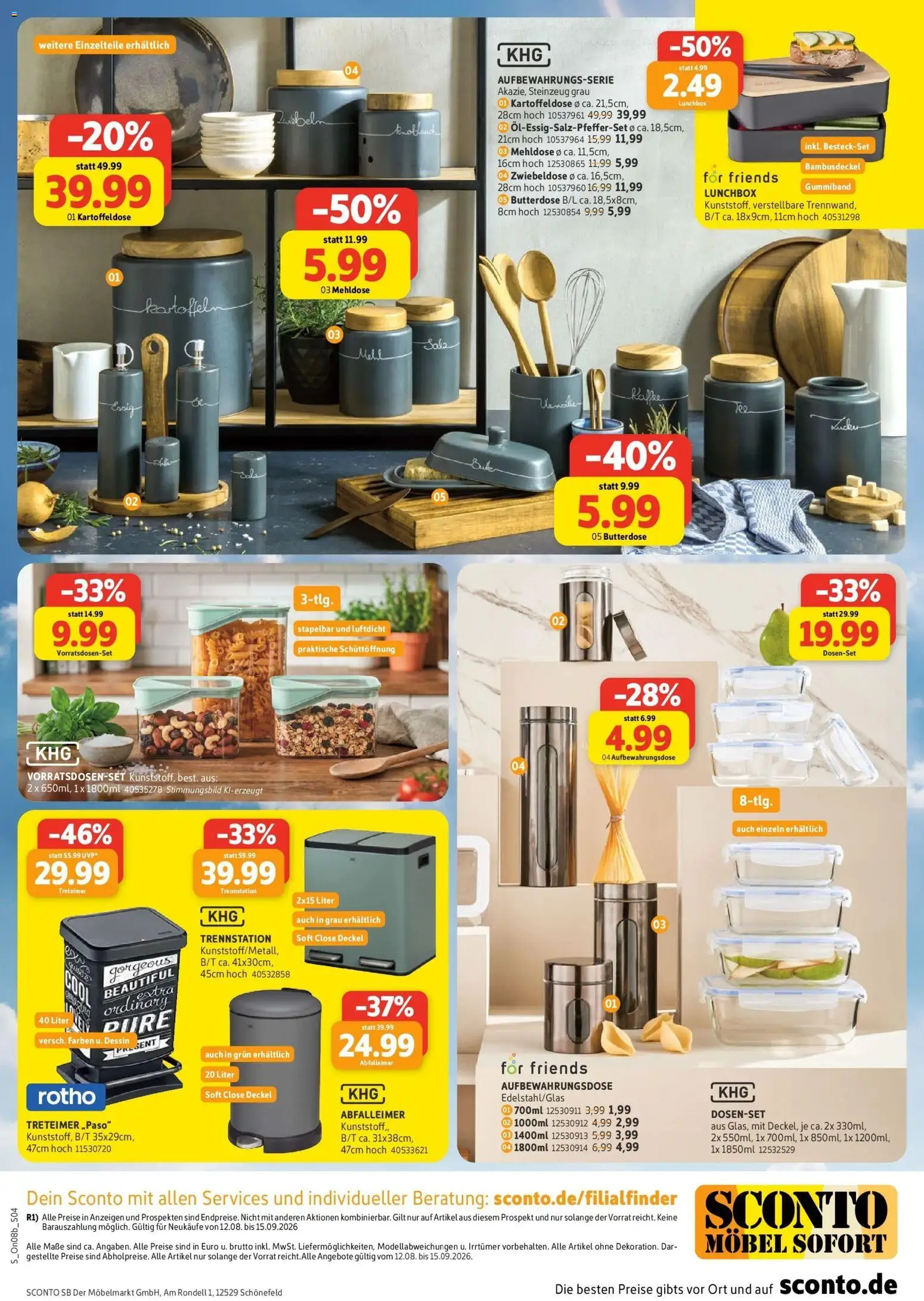Sconto - SCONTO: Prospekt – gültig ab 12.08.2026 | Seite: 4 | Produkte: Essig, Abfalleimer, Salz