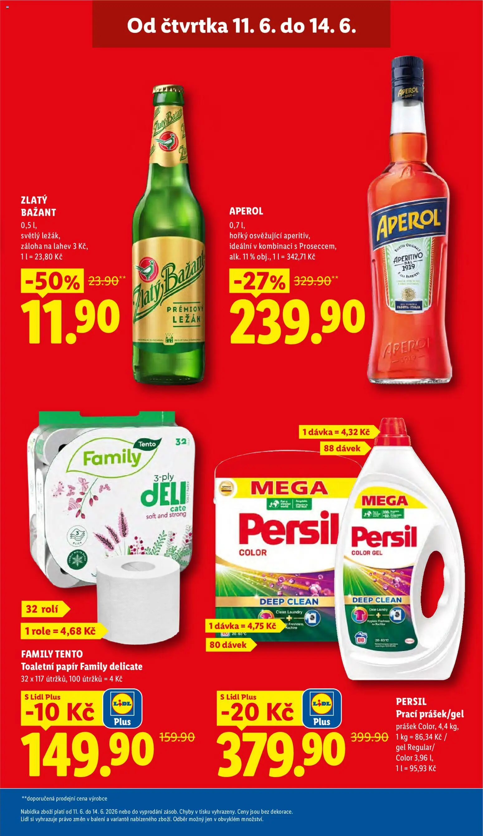 Lidl leták od 11.06.2026 | Strana: 7 | Produkty: Zlatý Bažant, Aperol, Persil, Láhev
