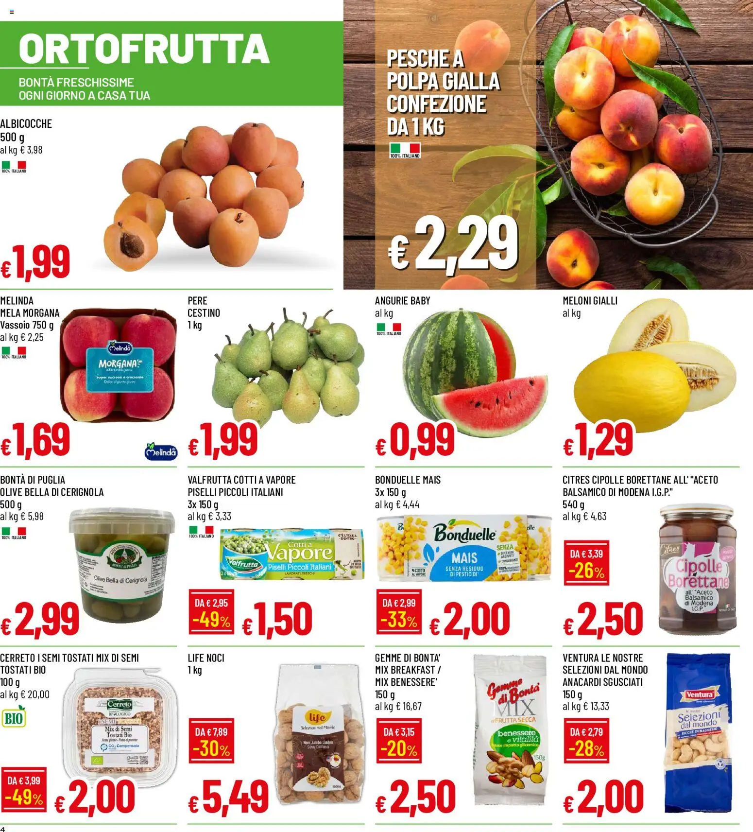 Volantino Galassia del 25/06/2026 | Pagina: 4 | Prodotti: Olive, Piselli, Mais, Albicocche