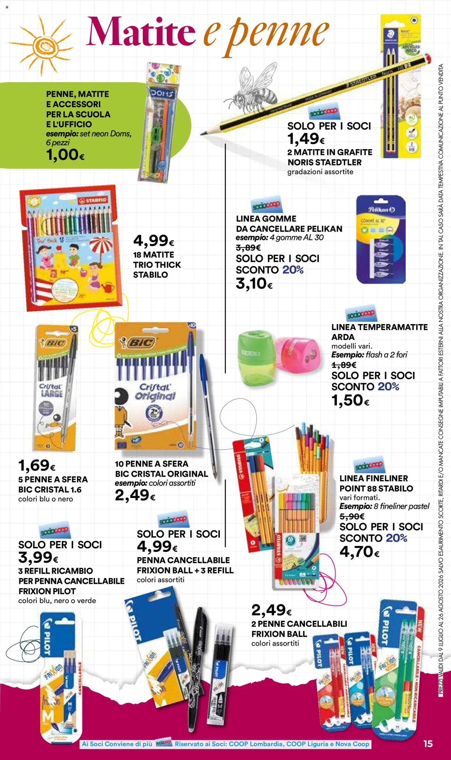 Volantino Ipercoop del 09/07/2026 | Pagina: 15 | Prodotti: Temperamatite, Data, Penne