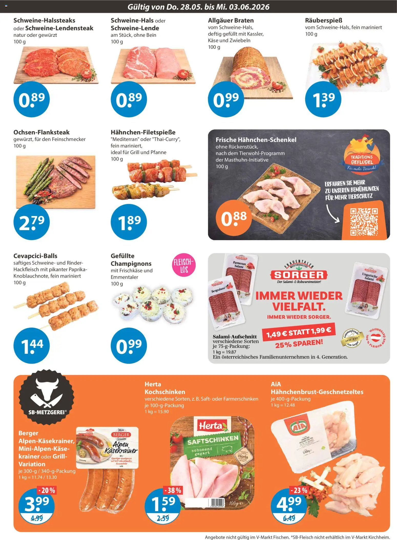 V-Markt Schwaben / Oberbayern – gültig ab 28.05.2026 | Seite: 3 | Produkte: Grill, Hahnchenschenkel, Paprika, Hackfleisch