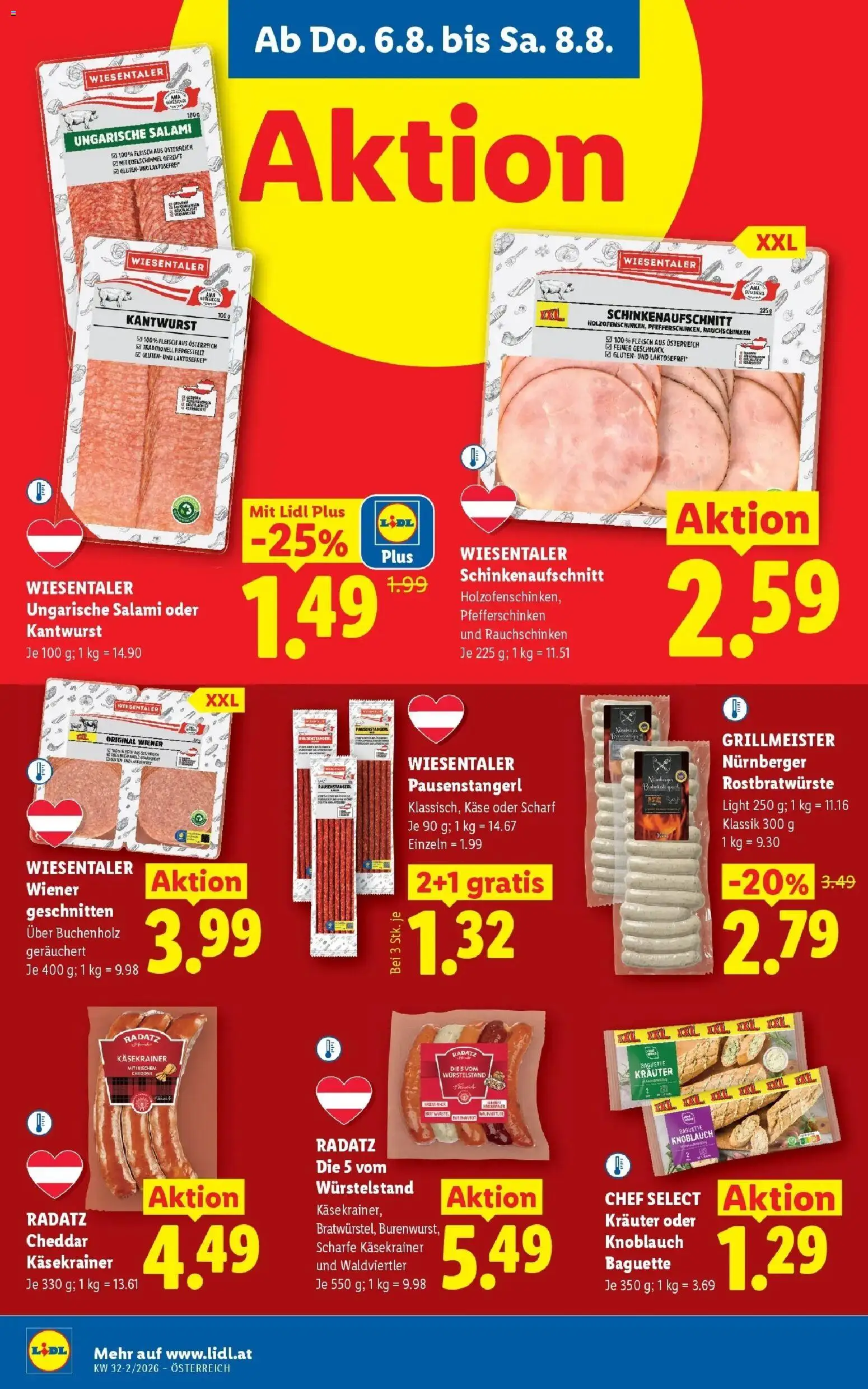 Lidl Flugblatt - Wien, Langenzersdorf, Zwettl ab 06.08.2026 - Angebote ab donnerstag | Seite: 10 | Produkte: Knoblauch, Baguette, Käse, Salami
