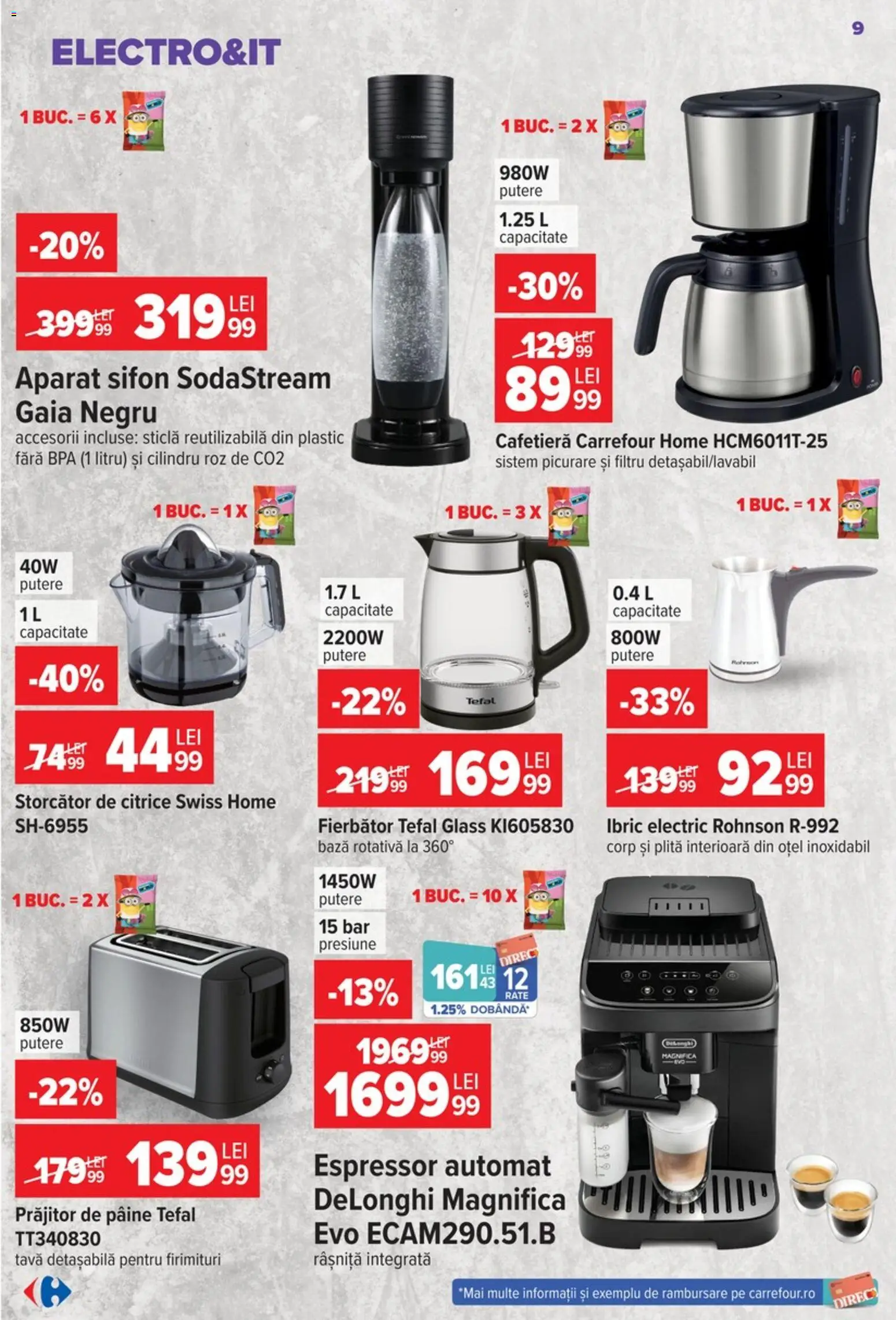 Noul catalog Carrefour – valabil de la 09.09.2026 | Pagină: 9 | Produse: Espressor, Plită, Cafetieră, Pâine