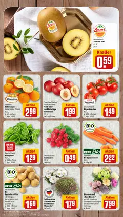 Valensina Saftorangen, Spanien: Saftorangen Sorte: siehe Etikett, Kl. I, je 1,5-kg-Netz (1 kg = 1.99) ab 15.06.2026 gültig | Seite: 3 | Produkte: Nektarinen, Tomaten, Valensina, Kiwi