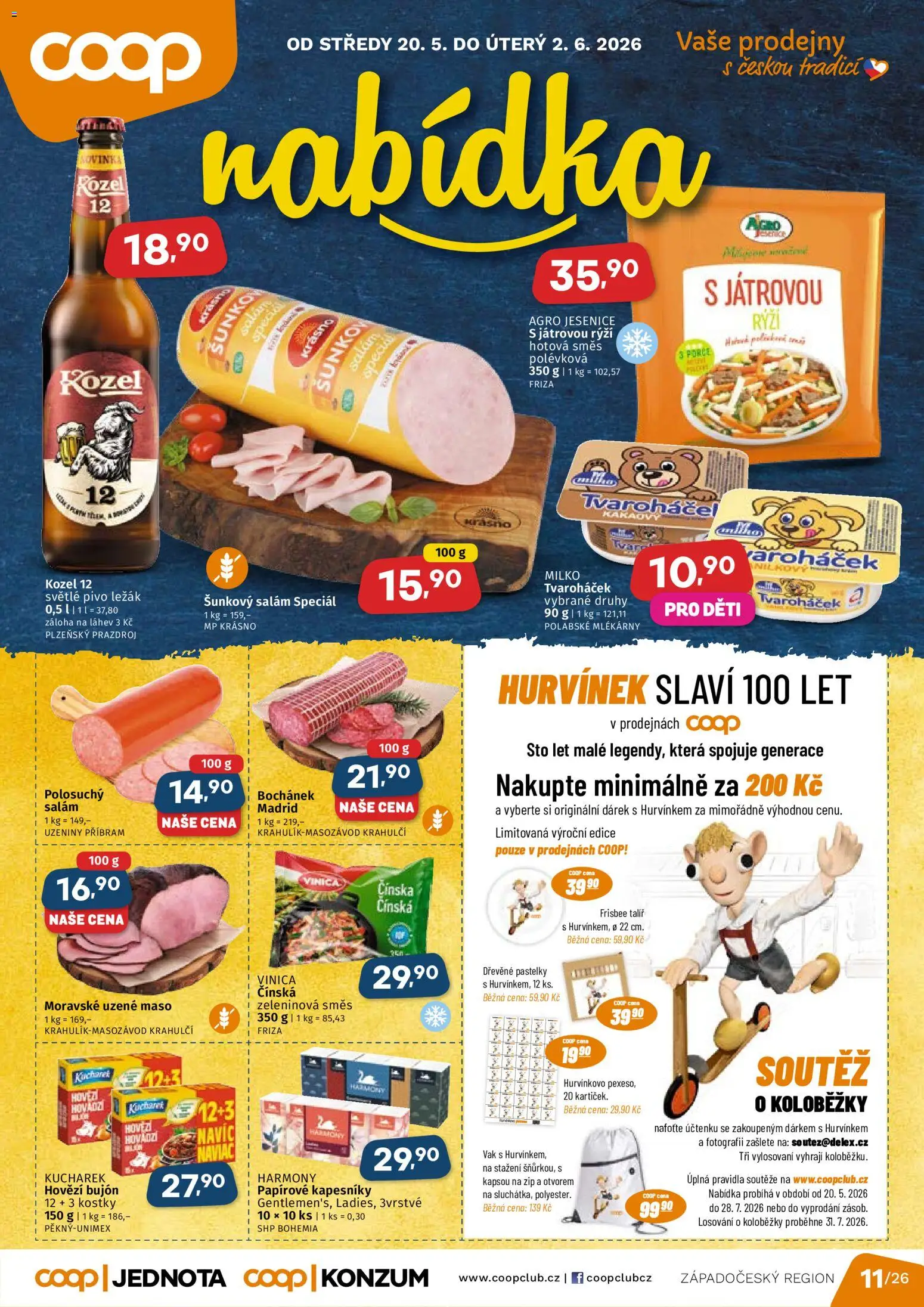 Coop leták - Západočeský region od 20.05.2026 | Strana: 1 | Produkty: Hovězí, Talíř, Bujón, Rýži