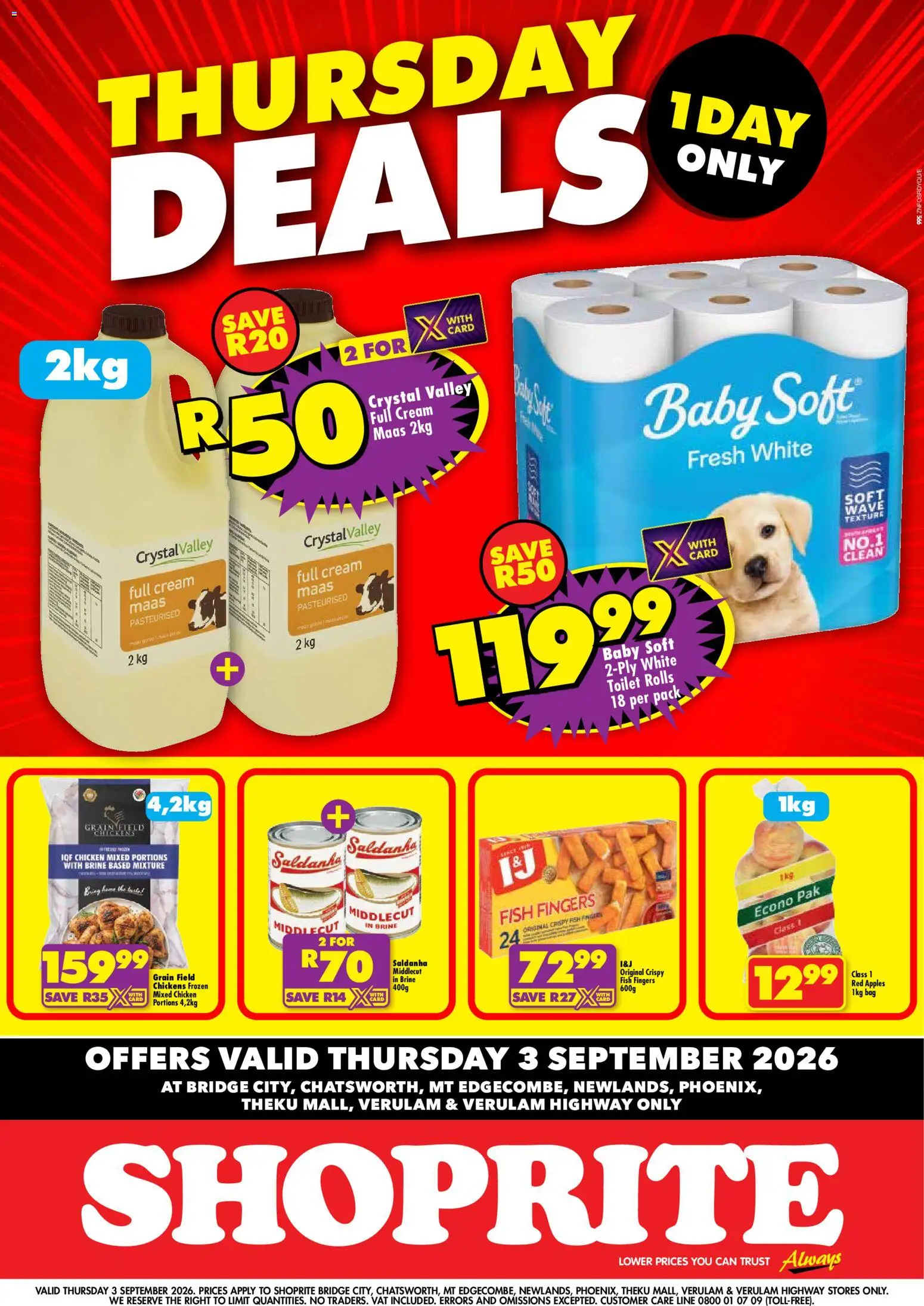 New Shoprite catalogue – valid from 03/09/2026 | Page: 1 | Products: Bag, Toilet, Chicken, Apples