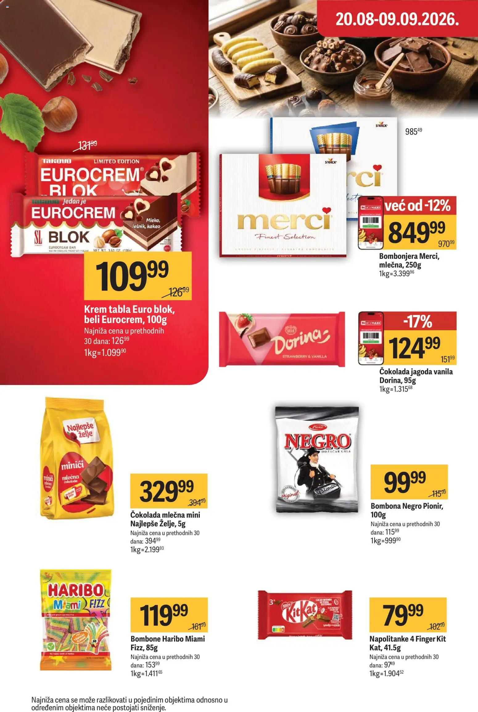 Maxi katalog - važi od 27.08.2026 | Strana: 32 | Proizvode: Bombone, Haribo, Eurocrem, Mlečna čokolada