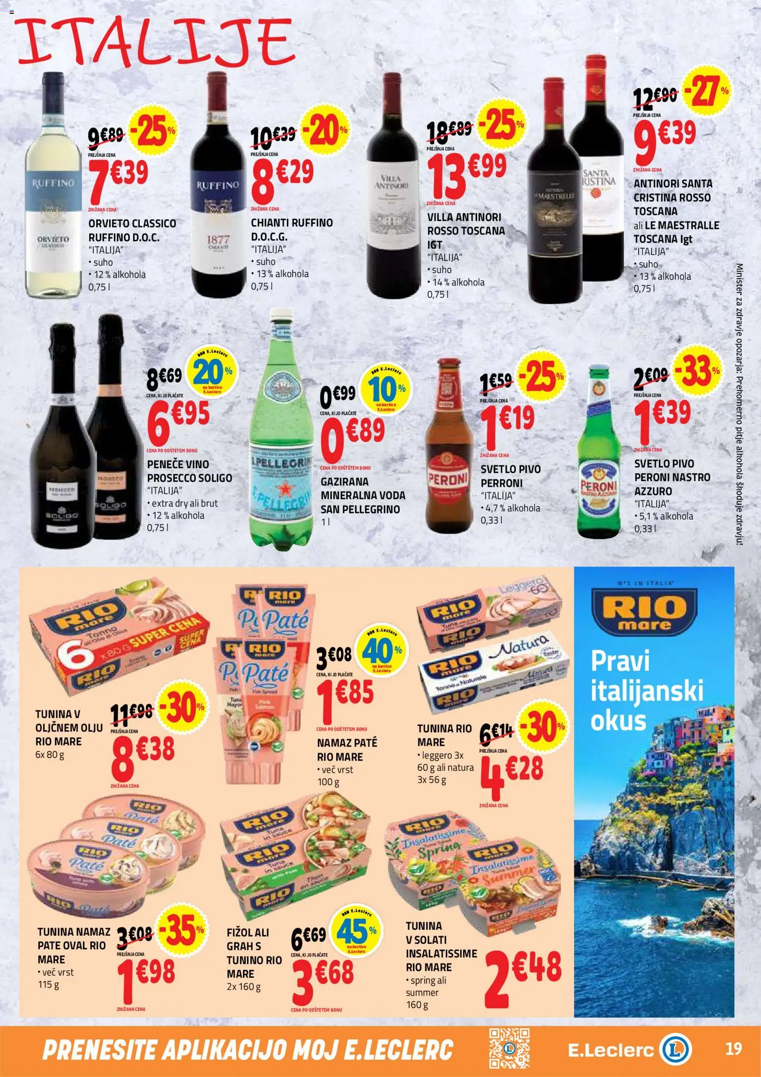 Novi E.leclerc katalog ponudbe – veljaven od 29.04.2026 | Stran: 19 | Izdelki: Namaz, Mineralna voda, Vino, Grah