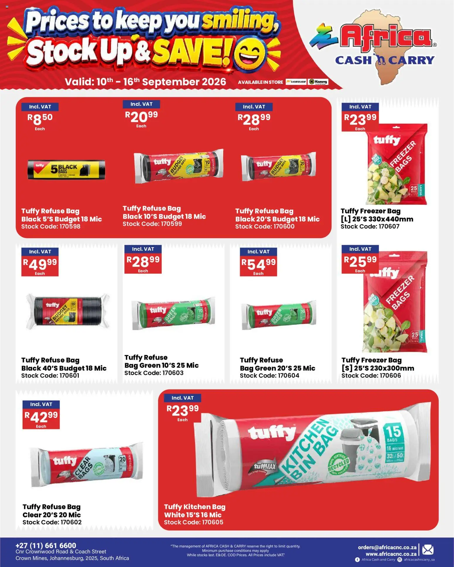 New Africa Cash & Carry catalogue – valid from 10/09/2026 | Page: 53 | Products: Bag, Freezer, Stock, Freezer bags