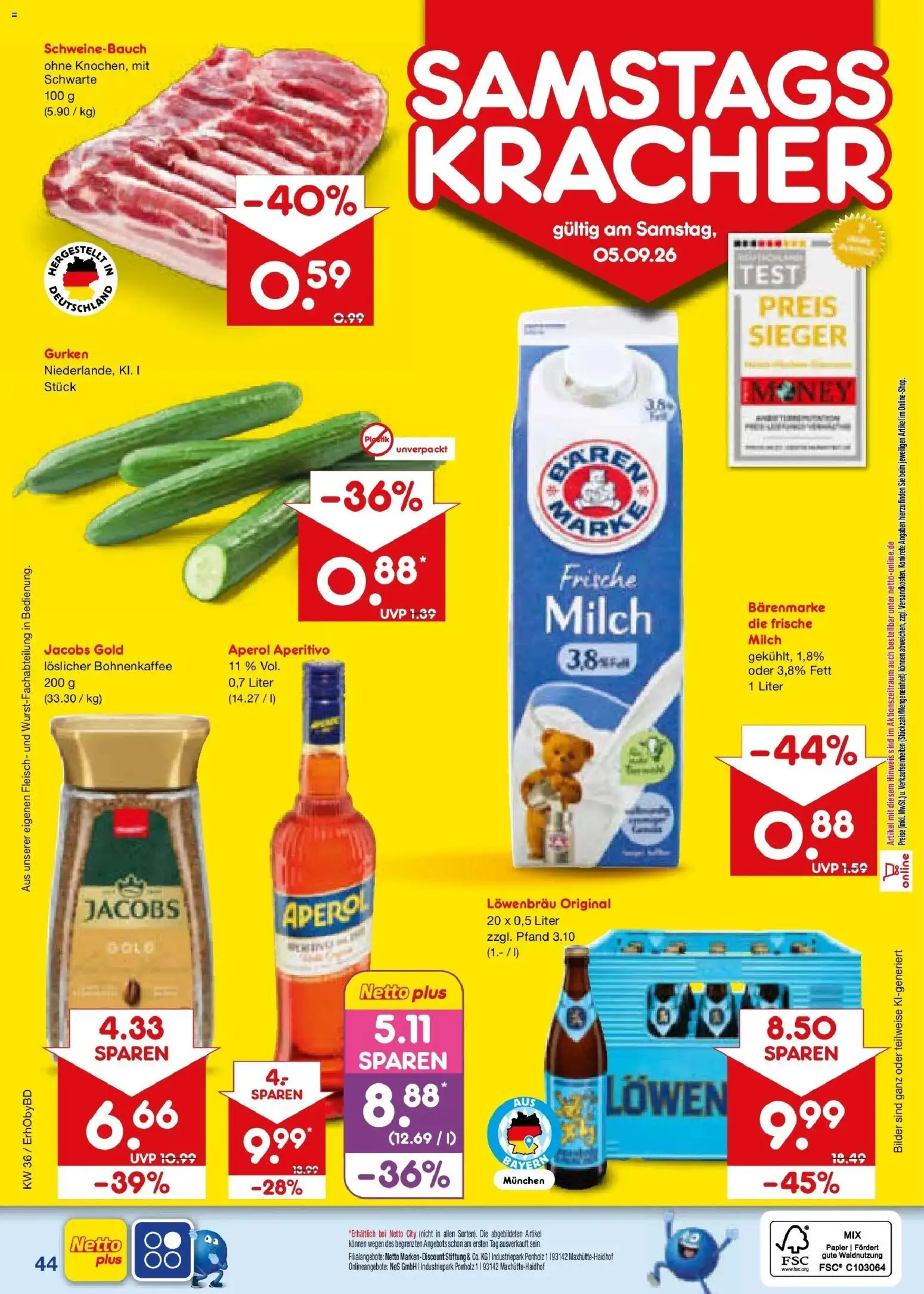 Netto Marken-Discount Prospekt Ergolding – gültig ab 31.08.2026 | Seite: 56 | Produkte: Milch, Bilder, Fleisch, Gurken