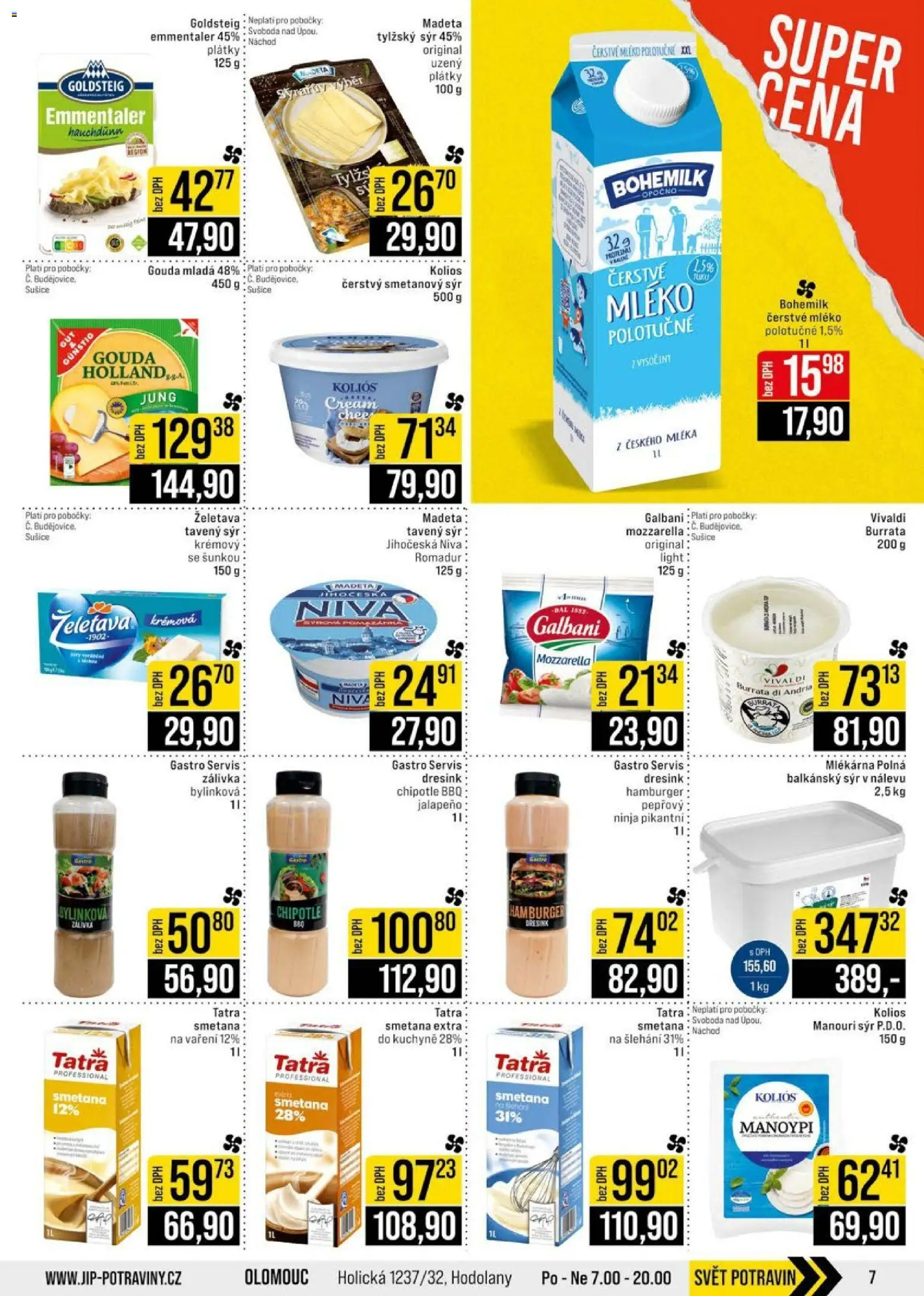 Jip leták - Cash & Carry od 08.07.2026 | Strana: 7 | Produkty: Smetana, Burrata, Smetanový sýr, Mozzarella