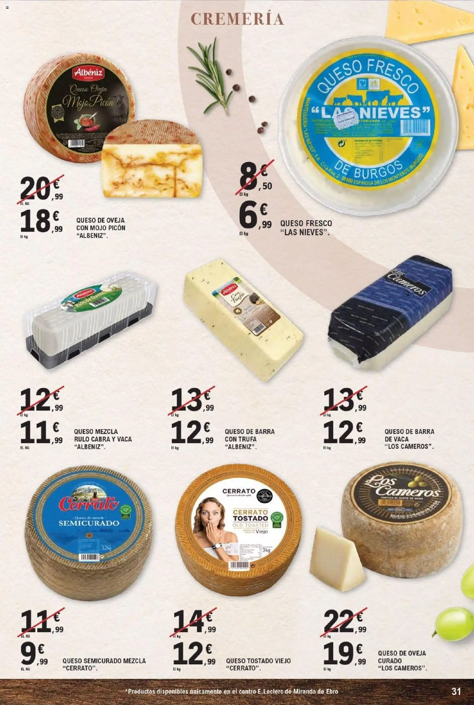 E.Leclerc - Miranda de Ebro │ válido desde el 16/09/2026 | Página: 31 | Productos: Queso de oveja, Queso, Queso curado, Aceite de oliva