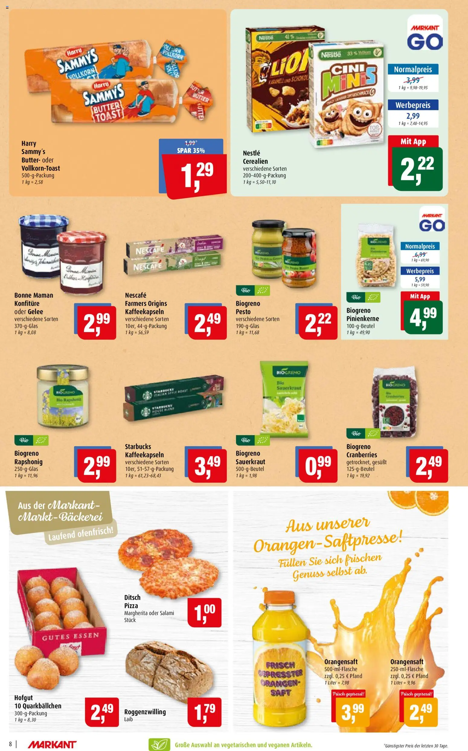 Markant Prospekt – gültig ab 07.09.2026 | Seite: 8 | Produkte: Cutter, Bäckerei, Orangensaft, Bonne maman
