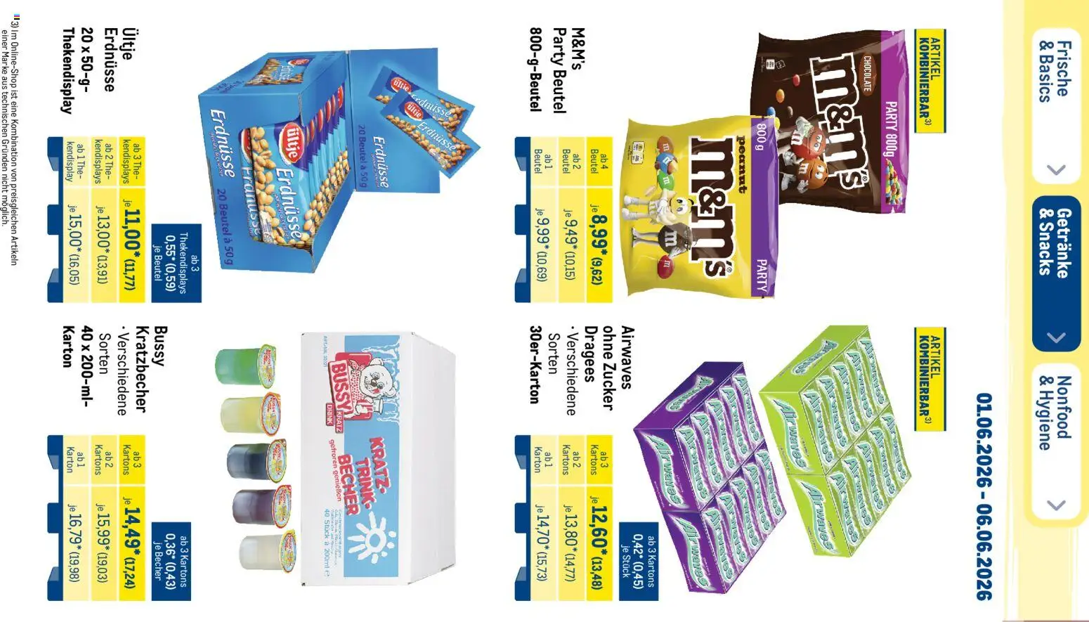 Metro Prospekt – gültig ab 01.06.2026 | Seite: 26 | Produkte: Ultje erdnusse, Erdnüsse, M&M's, Zucker