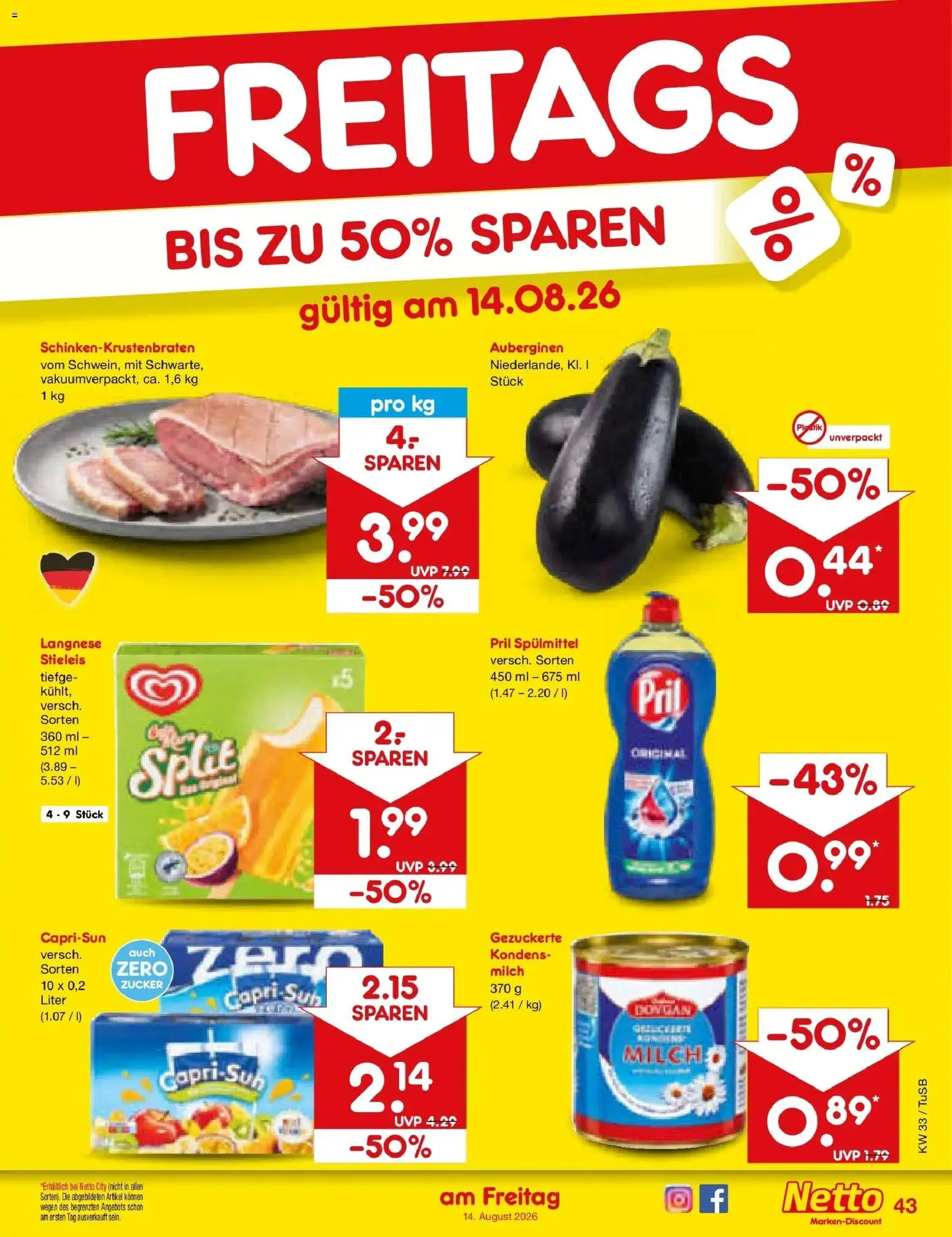 Netto Marken-Discount Prospekt Lahr-Langenwinkel – gültig ab 10.08.2026 | Seite: 59 | Produkte: Langnese, Milch, Zucker, Pril