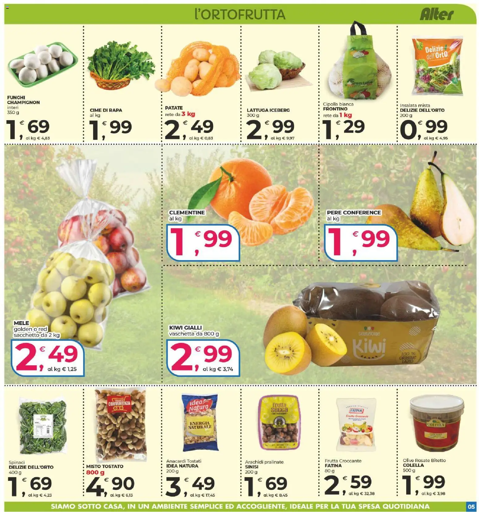 Volantino Alter Discount del 29/10/2026 | Pagina: 5 | Prodotti: Lattuga iceberg, Mele, Frutta, Arachidi