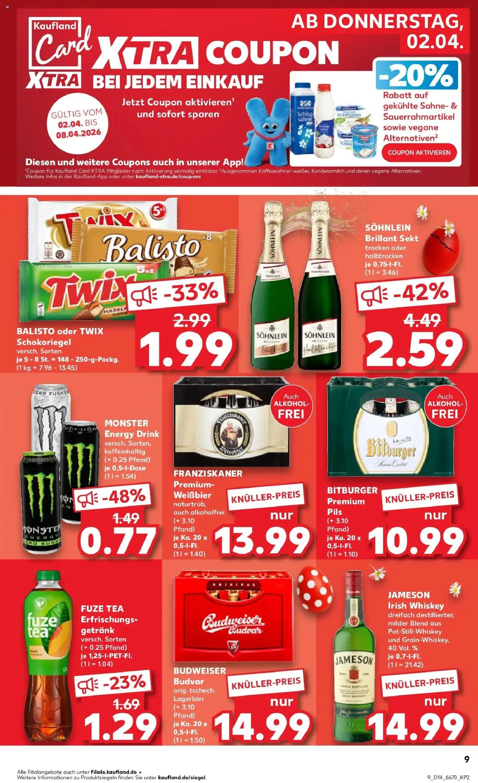 Kaufland Prospekt Bergkamen	 – gültig ab 02.04.2026 | Seite: 9 | Produkte: Bitburger, Sekt, Pils, Jameson