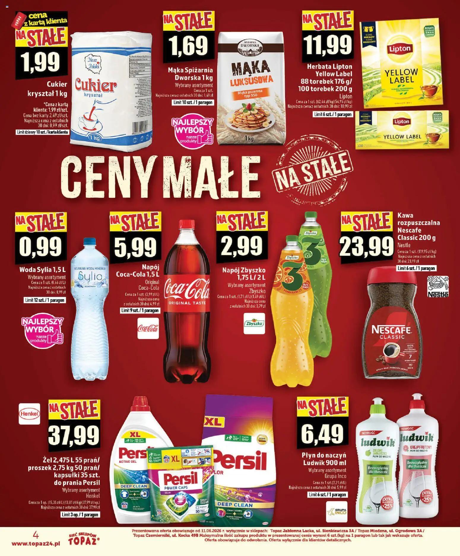 Topaz gazetka - Ceny małe na stałe od 16.07.2026 | Strona: 4 | Produkty: Karta, Herbata lipton, Herbata, Woda