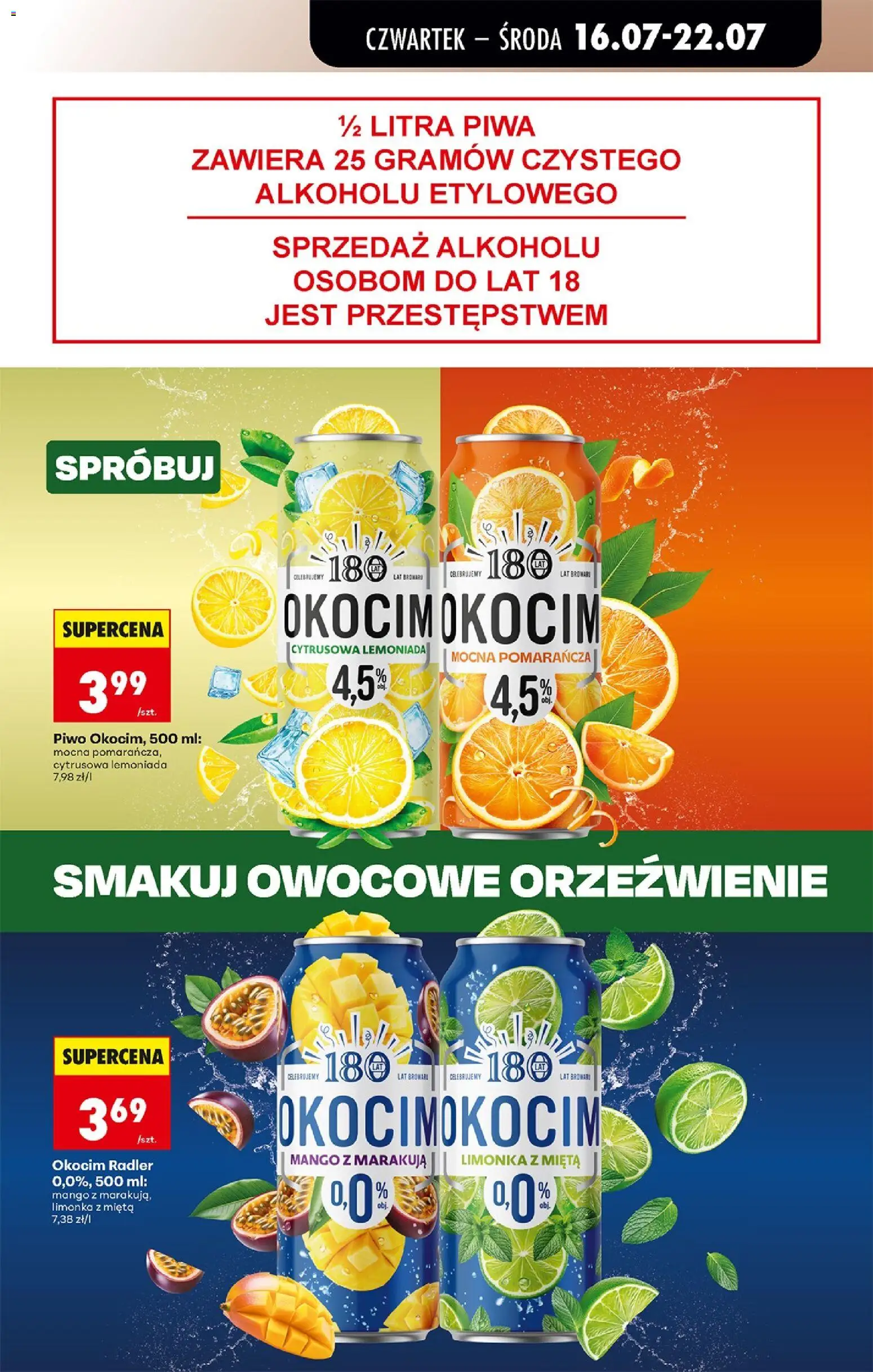 Biedronka gazetka od czwartku od 16.07.2026 | Strona: 65 | Produkty: Mango, Limonka, Mięta, Piwo