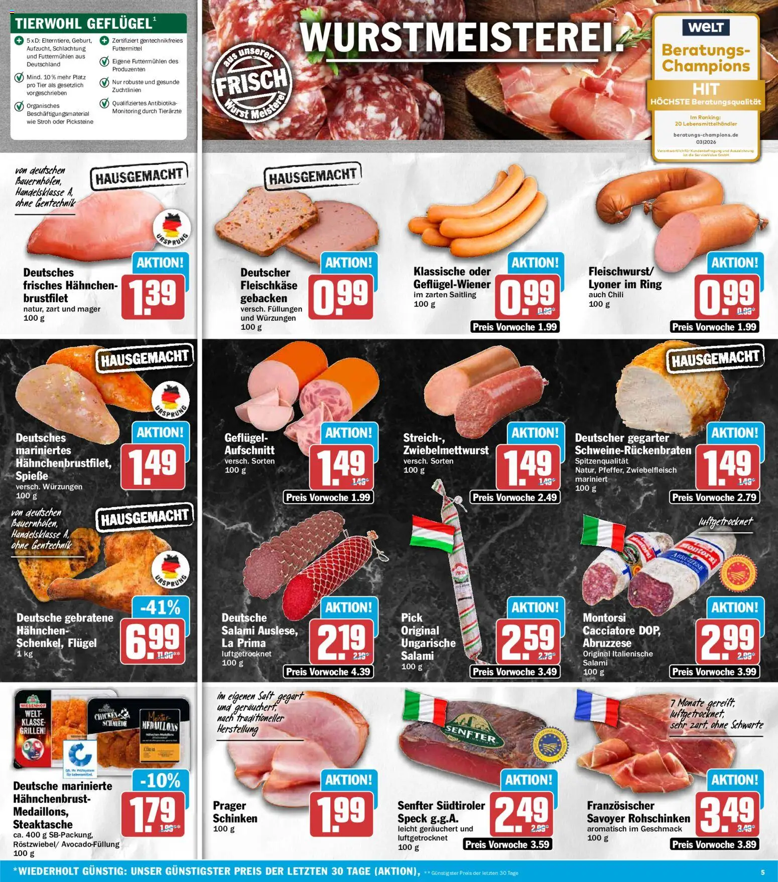 HIT Prospekt – gültig ab 10.08.2026 | Seite: 5 | Produkte: Hahnchen, Schinken, Saft, Hahnchenbrust