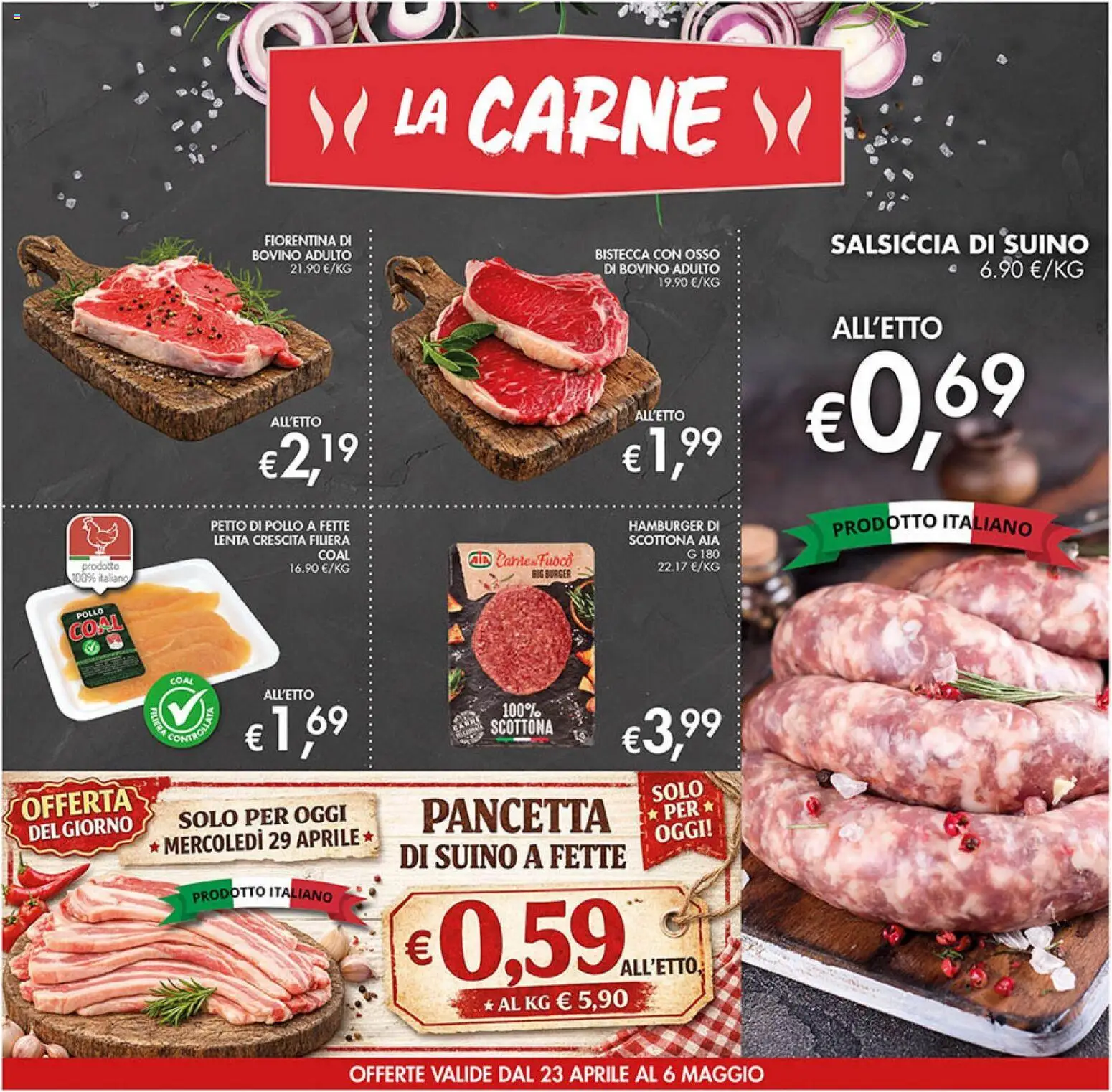 Volantino Coal del 23.04.2026 | Pagina: 8 | Prodotti: Petto di Pollo, Pollo, Salsiccia, Hamburger