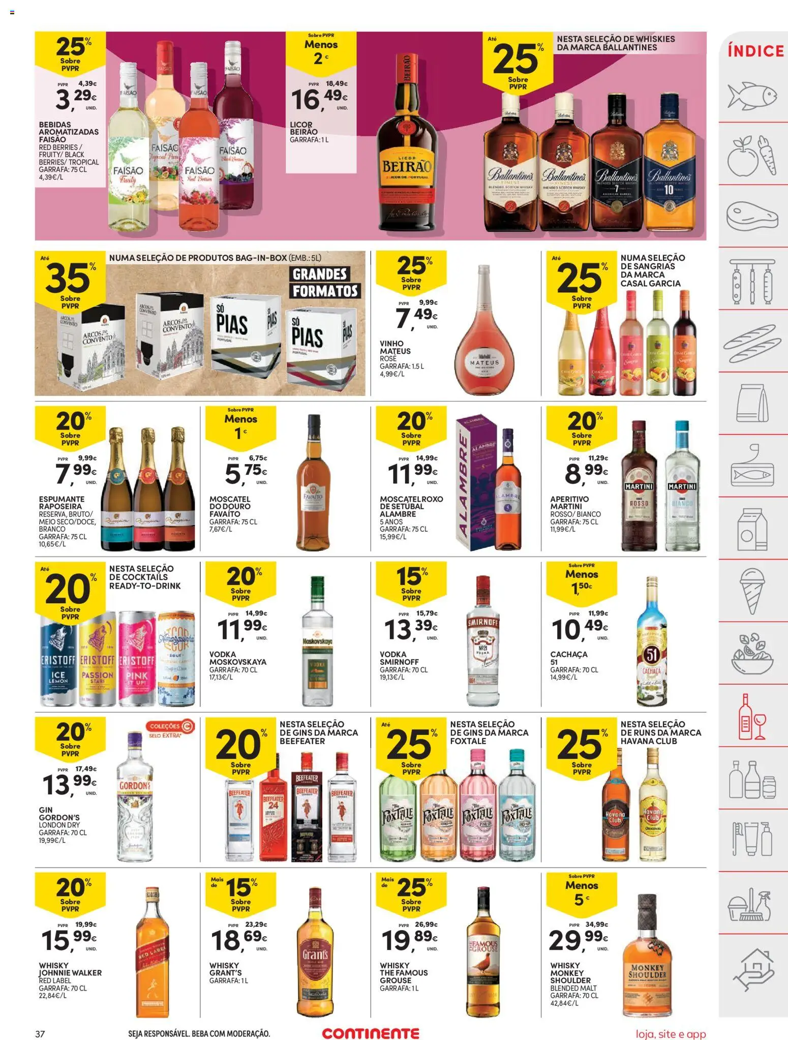 Continente folheto │ válido de 09.06.2026 | Página: 37 | Produtos: Whisky, Cachaça, Licor, Vinho