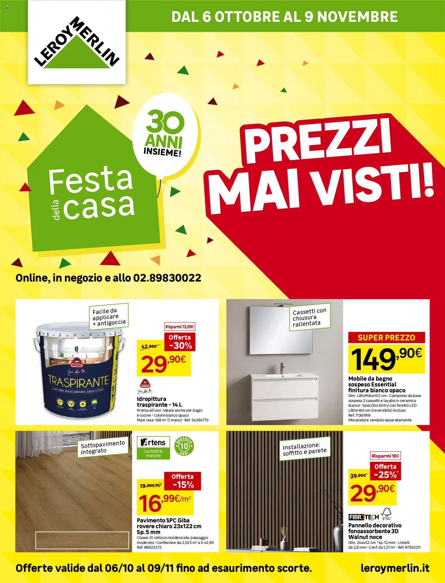 Volantino Leroy Merlin del 06/10/2026 | Pagina: 1 | Prodotti: Mobile, Faretto, Pavimento, Bagno