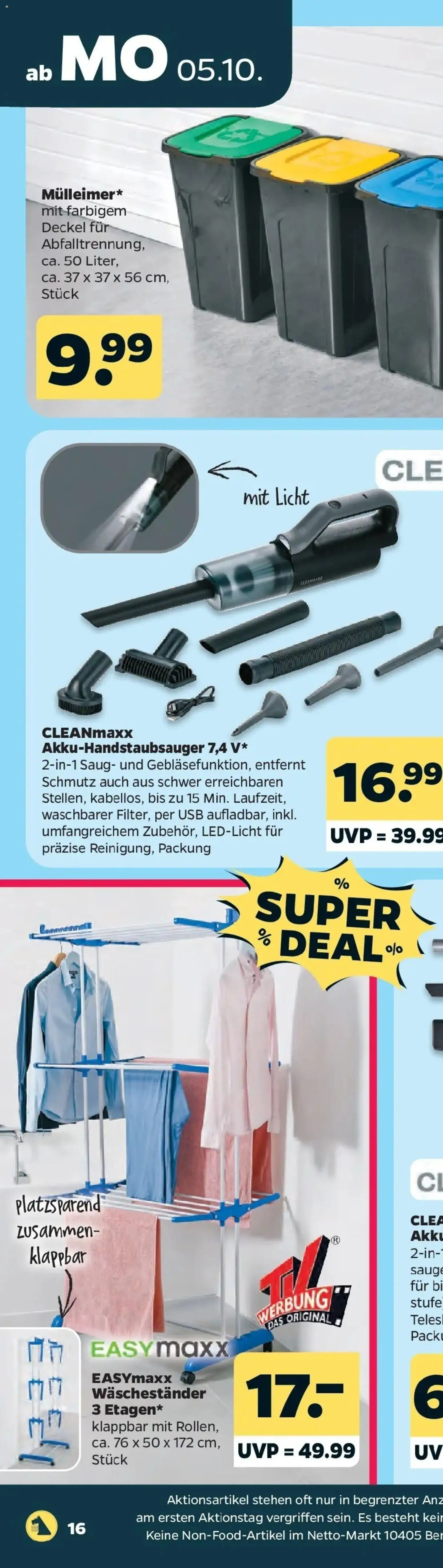 Netto Aktueller Prospekt ab 05.10.2026 → Angebote nächste Woche | Seite: 43 | Produkte: USB, Waschestander