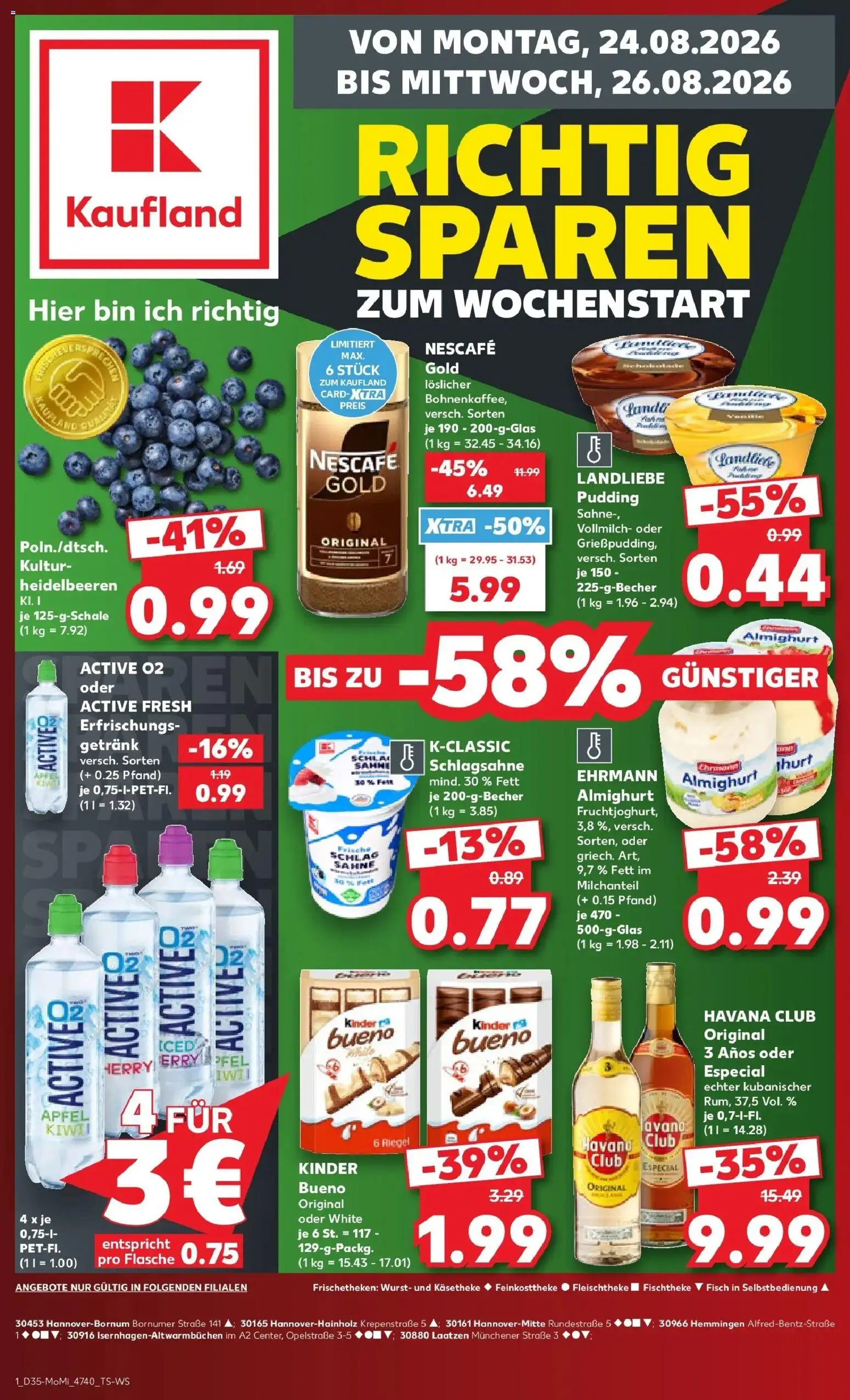 Prospekt Kaufland ab 24.08.2026 » Angebote Online zum Blättern | Seite: 1 | Produkte: Havana club, Äpfel, Wurst, Sahne