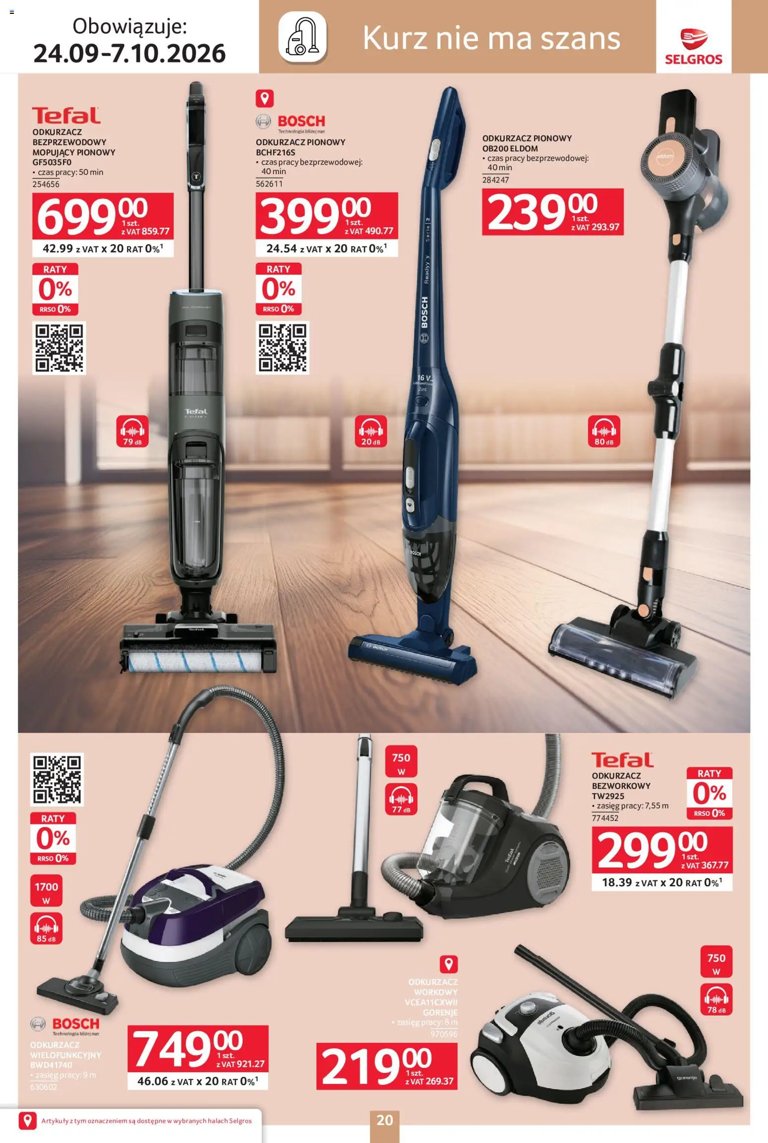 Selgros cash&carry gazetka - Home deco od 24.09.2026 | Strona: 20 | Produkty: Odkurzacz, Odkurzacz pionowy, Tefal