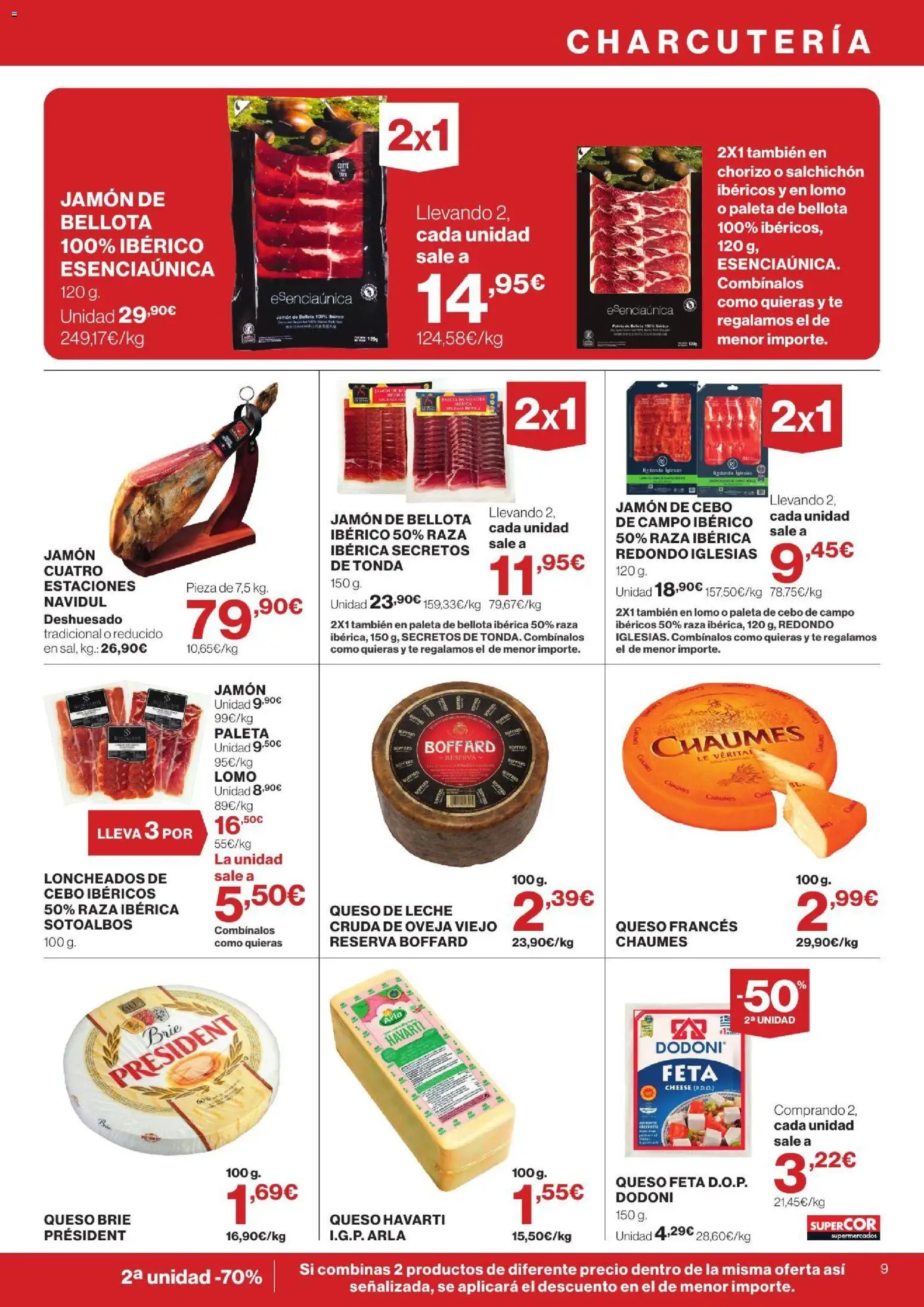Supercor folleto │ válido desde el 24/09/2026 | Página: 9 | Productos: Queso, Lomo, Jamón, Té