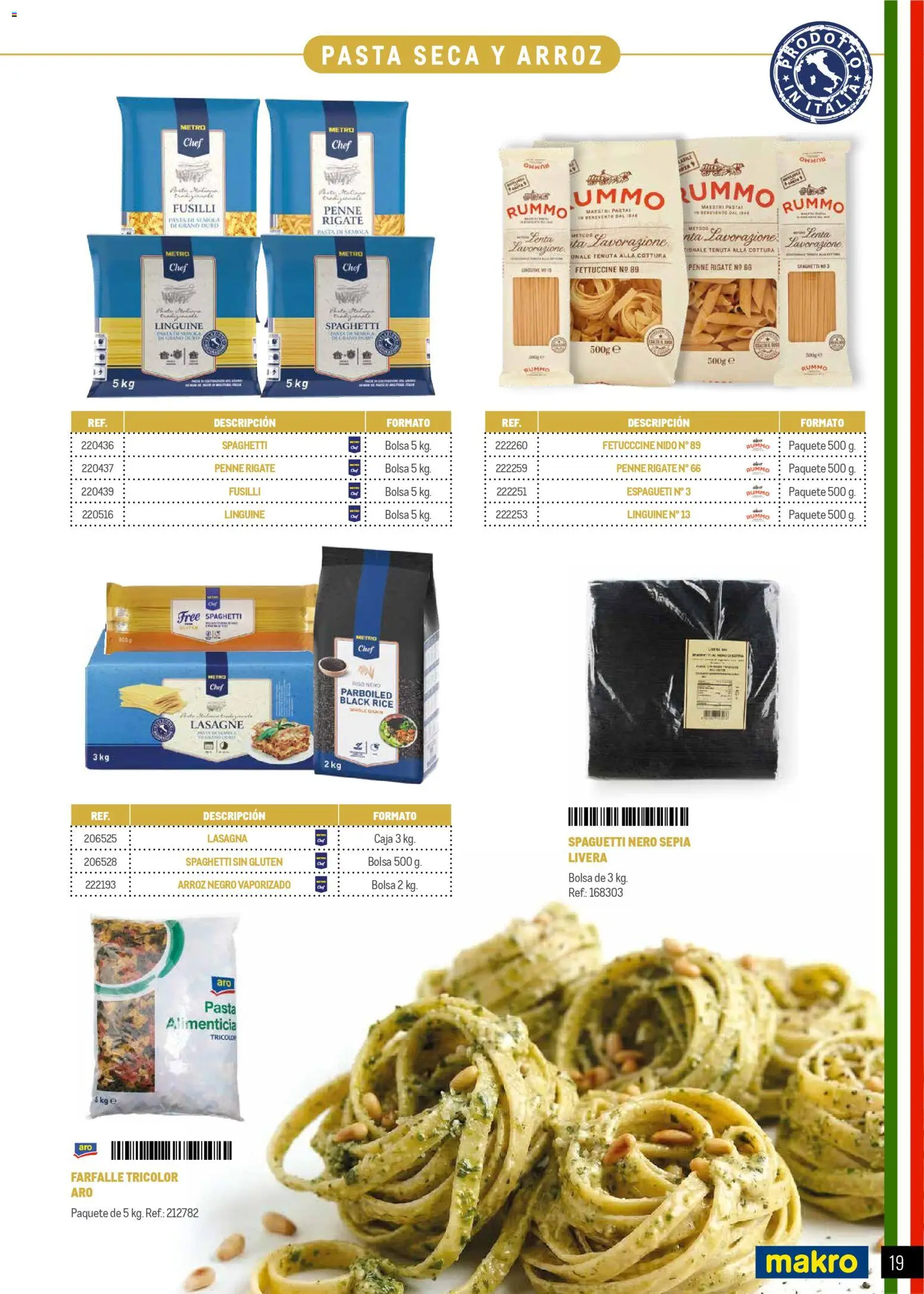 Makro Restaurantes italianos Norte │ válido desde el 27.03.2026 | Página: 19 | Productos: Pasta, Bolsa, Caja, Δαχτυλίδι φωτός